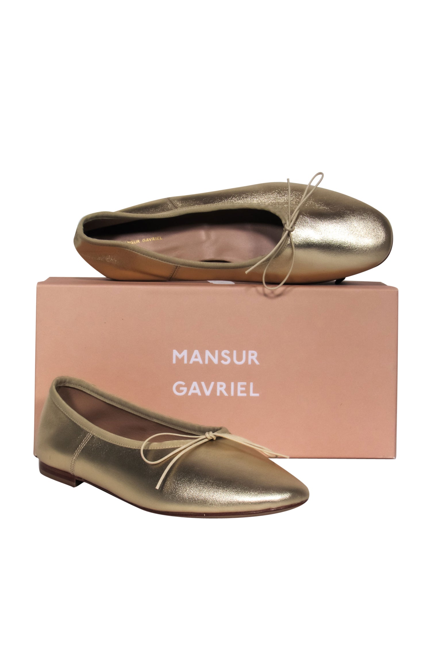 Mansur Gavriel Gold Leather Dream Ballet Flats - Size 9 for a Touch of Romance