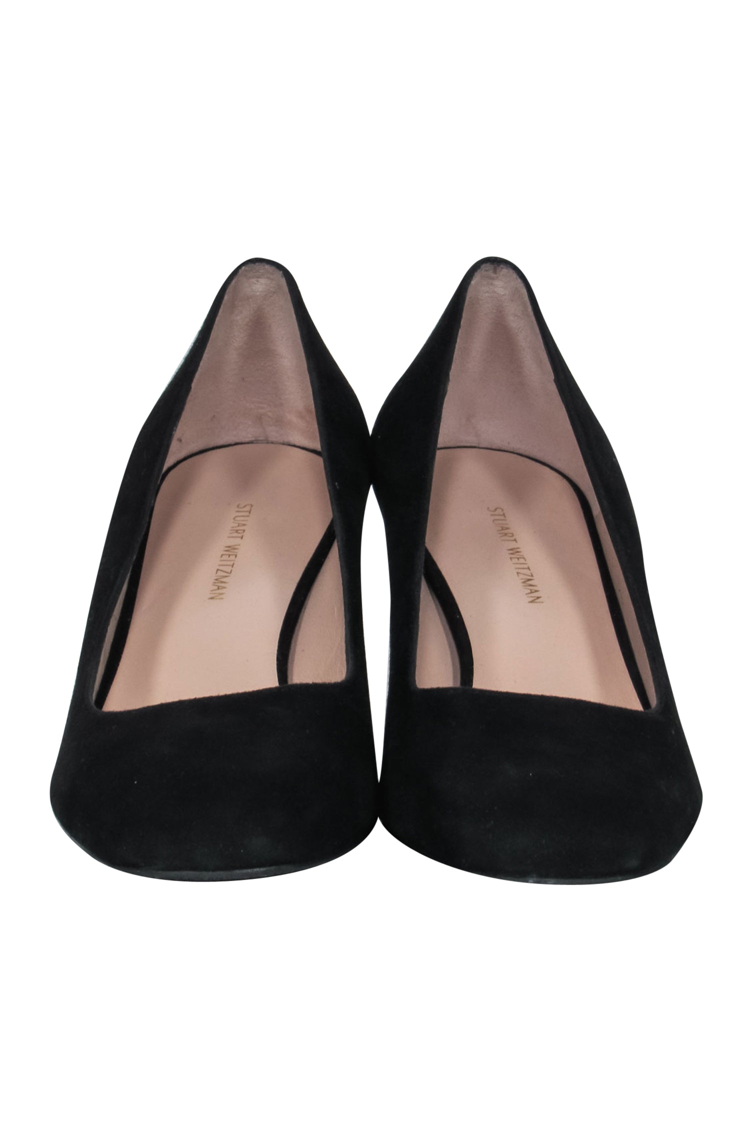Stuart Weitzman's Stylish Black Square Toe Suede Block Heels - Size 8