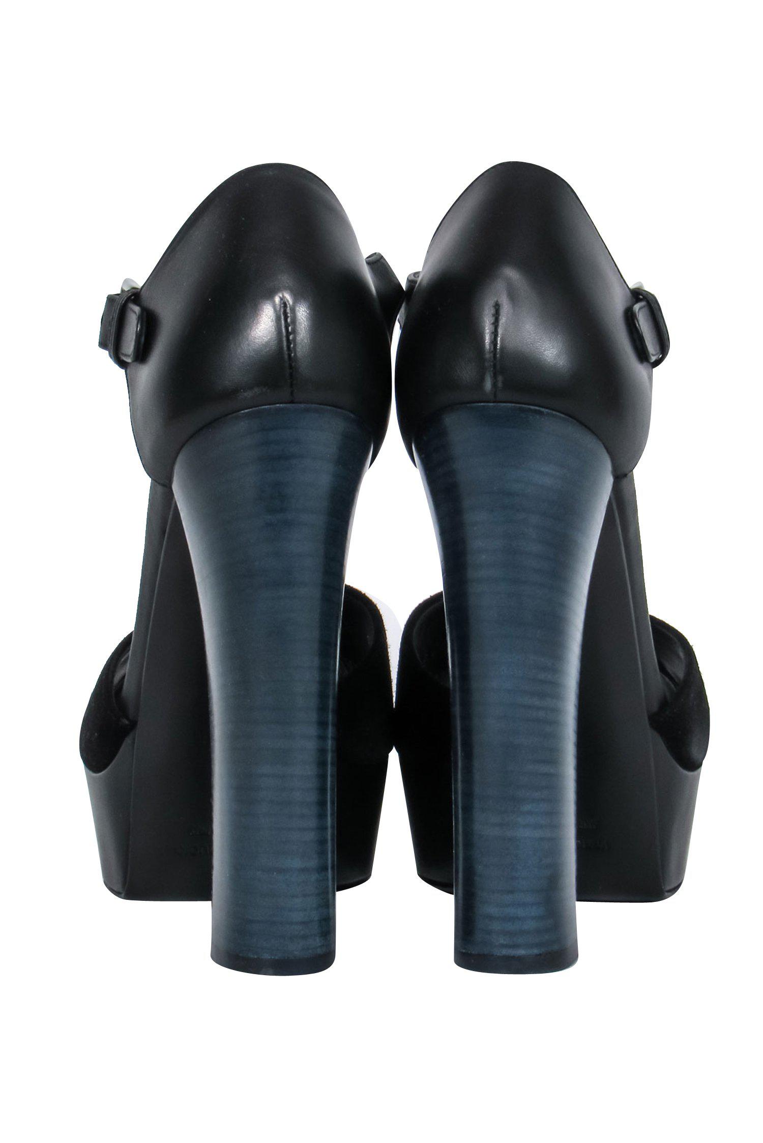 Barney's New York - Stunning Black Suede Strappy Platform Pumps, Size 9