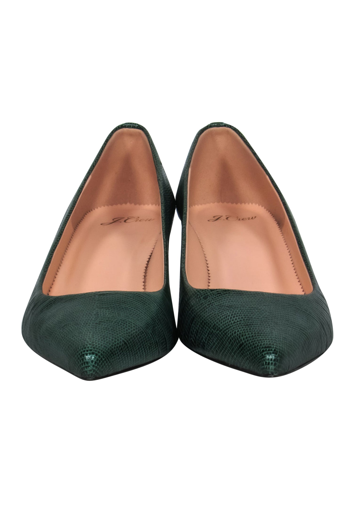 J.Crew Emerald Green Crocodile Embossed Kitten Heels - Size 9: Fierce and Fabulous!