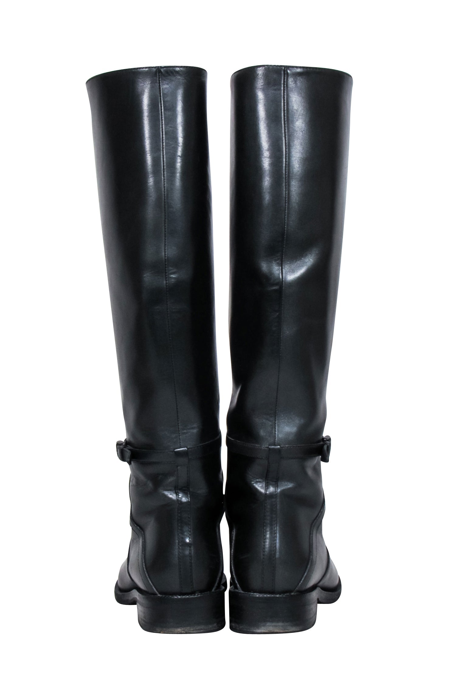 Bottega Veneta - Chic Black Leather Tall Riding Boots, Size 6.5