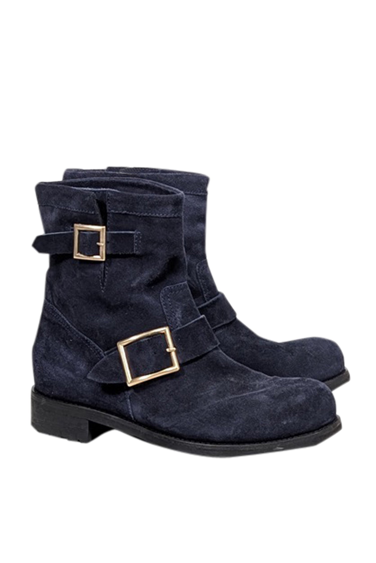 Jimmy Choo Navy Suede Ankle Boots - Size 8.5 - Luxury Fall Must - Have