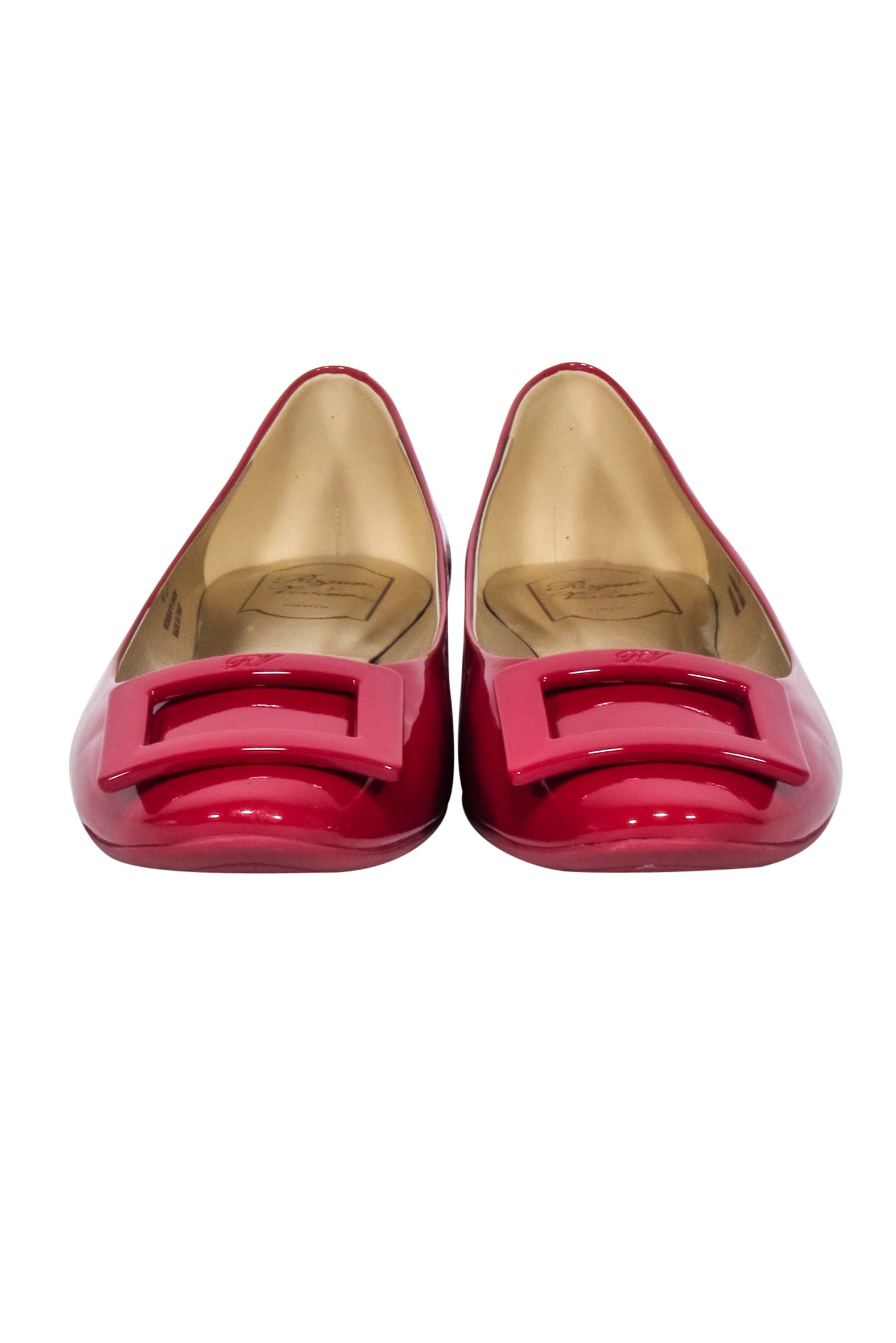 Roger Vivier Red Patent Leather Buckle Ballet Flats - Size 12 - A Fashion Statement!