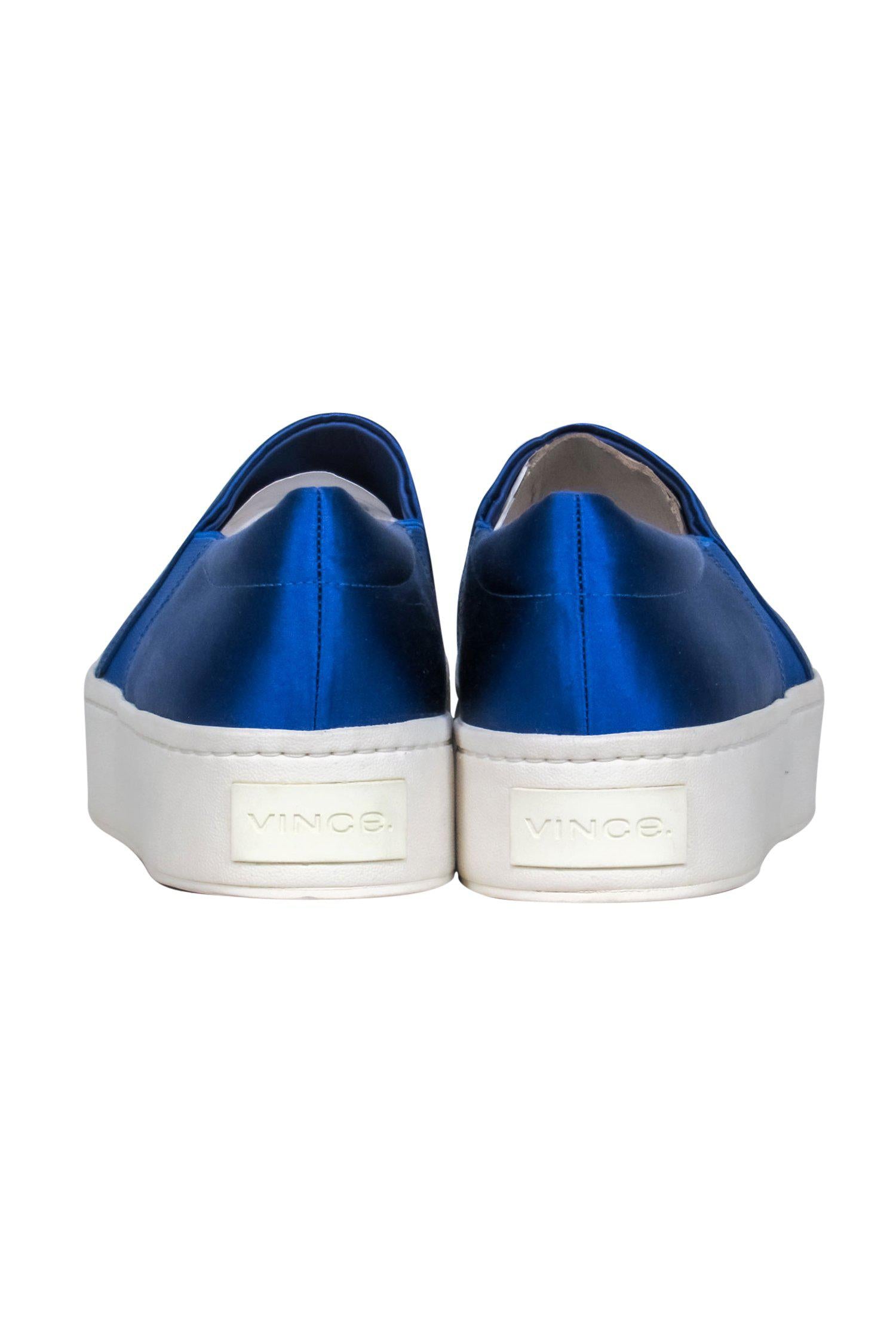 Vince Blue Satin Slip-On Platform Sneakers - Size 7 - Elevate Your Style!