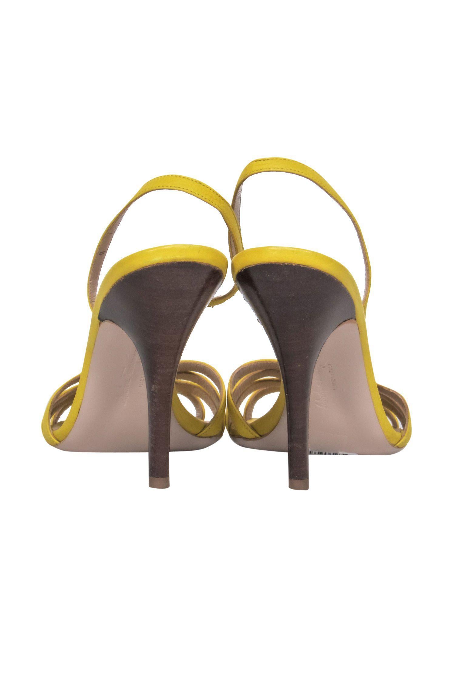 Ferragamo's Stunning Bright Yellow Strappy Slingback Pumps - Size 7