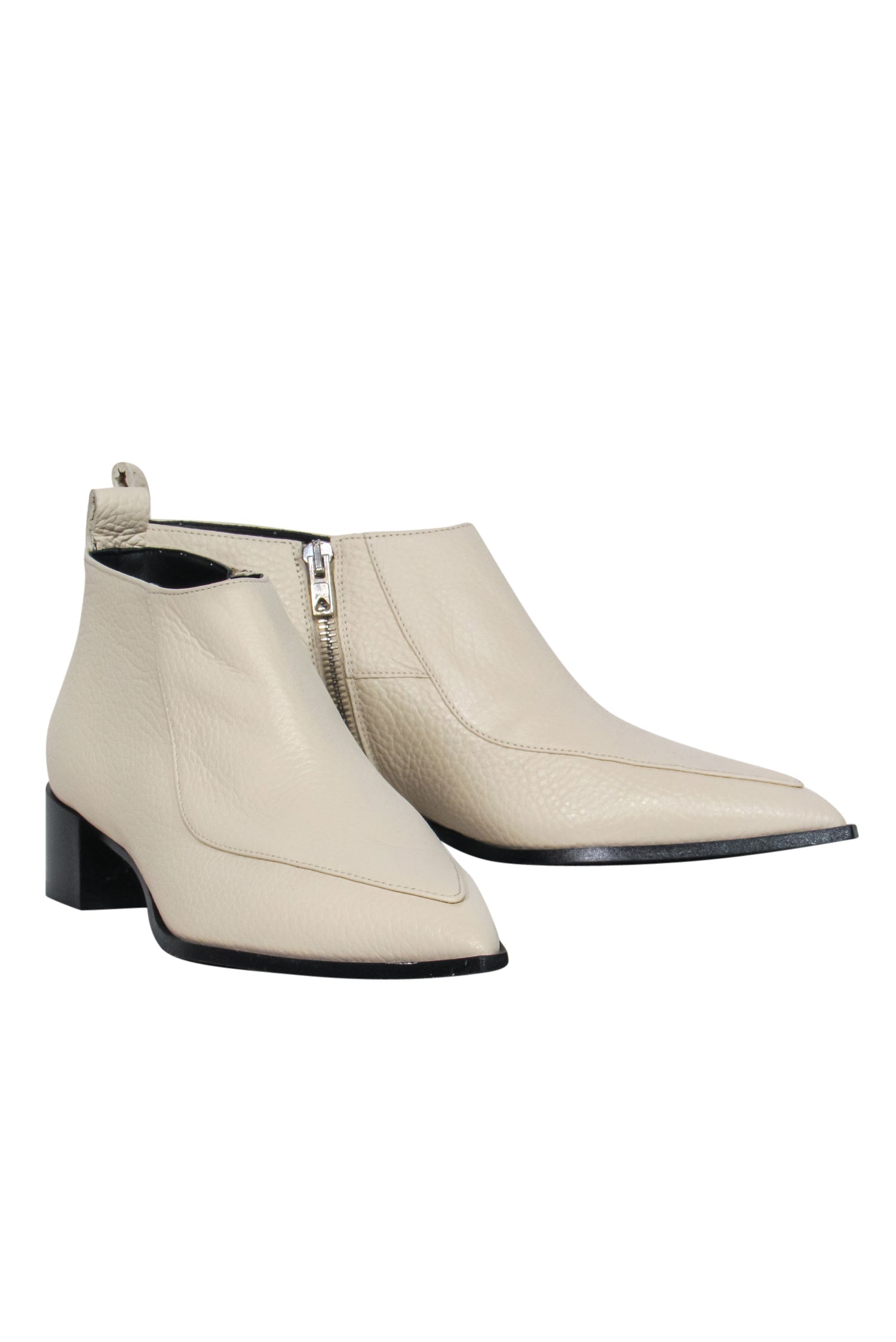 Everlane Ivory Leather Block Heel Ankle Booties - Size 8.5 - Chic Fall Essential