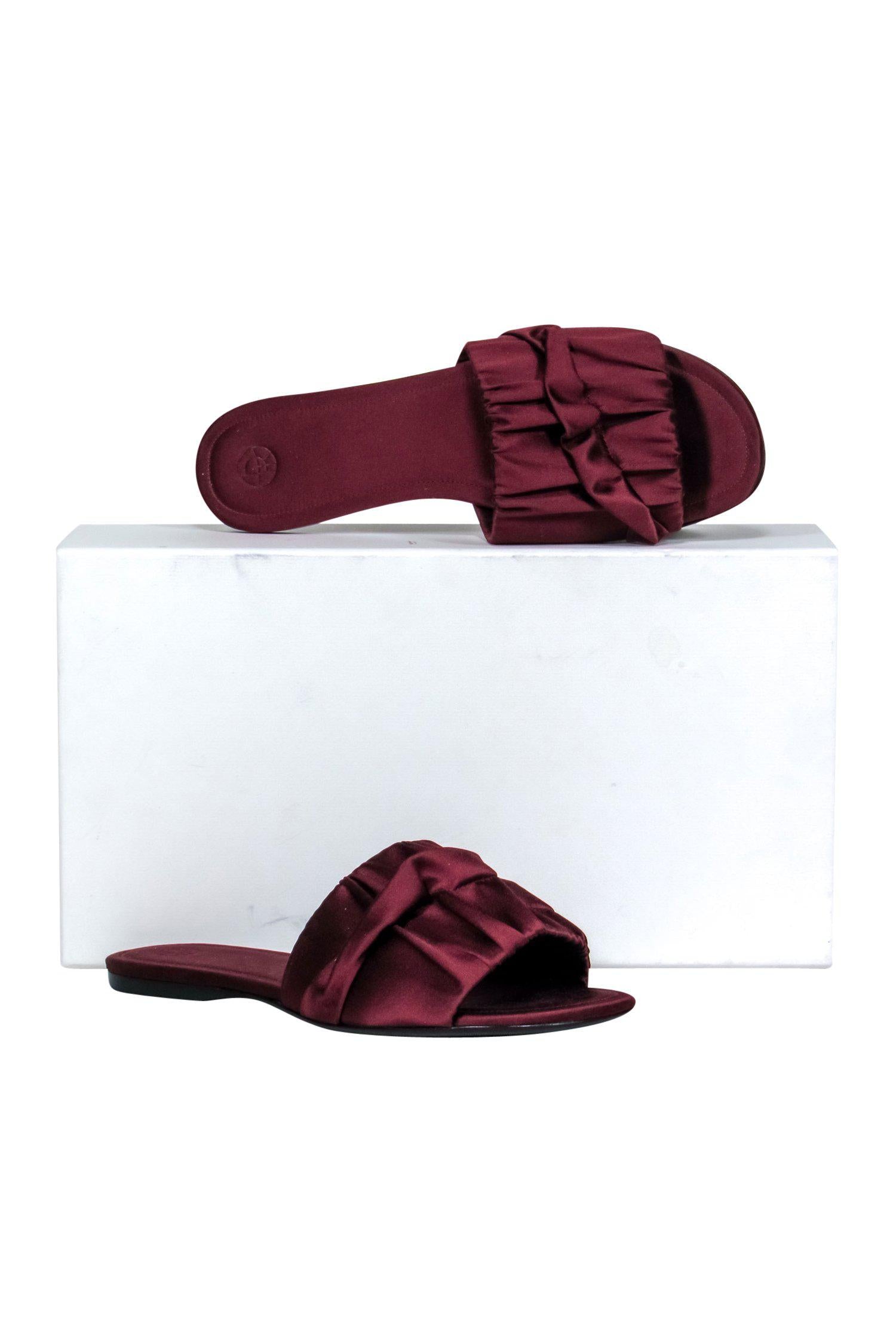 The Row - Stunning Oxblood Satin Ellen Slide Sandals in Size 7