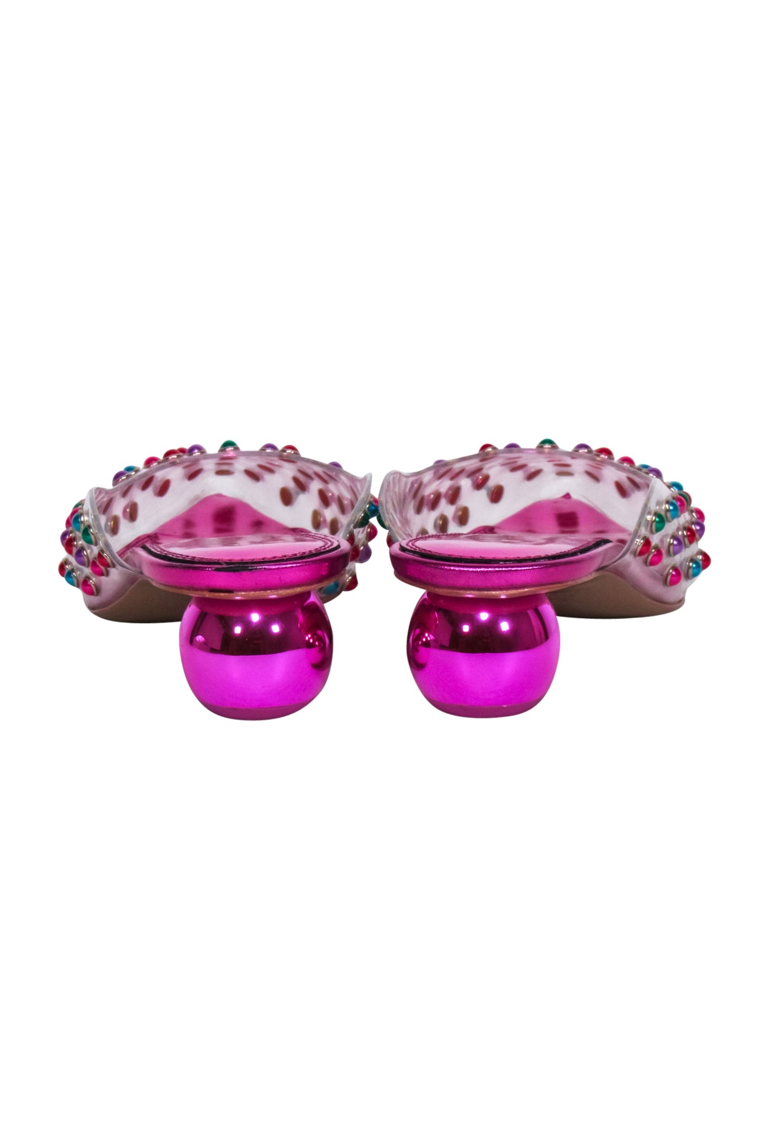 Kate Spade Pink Metallic Mules with Multi - Color Embellishments, Size 6