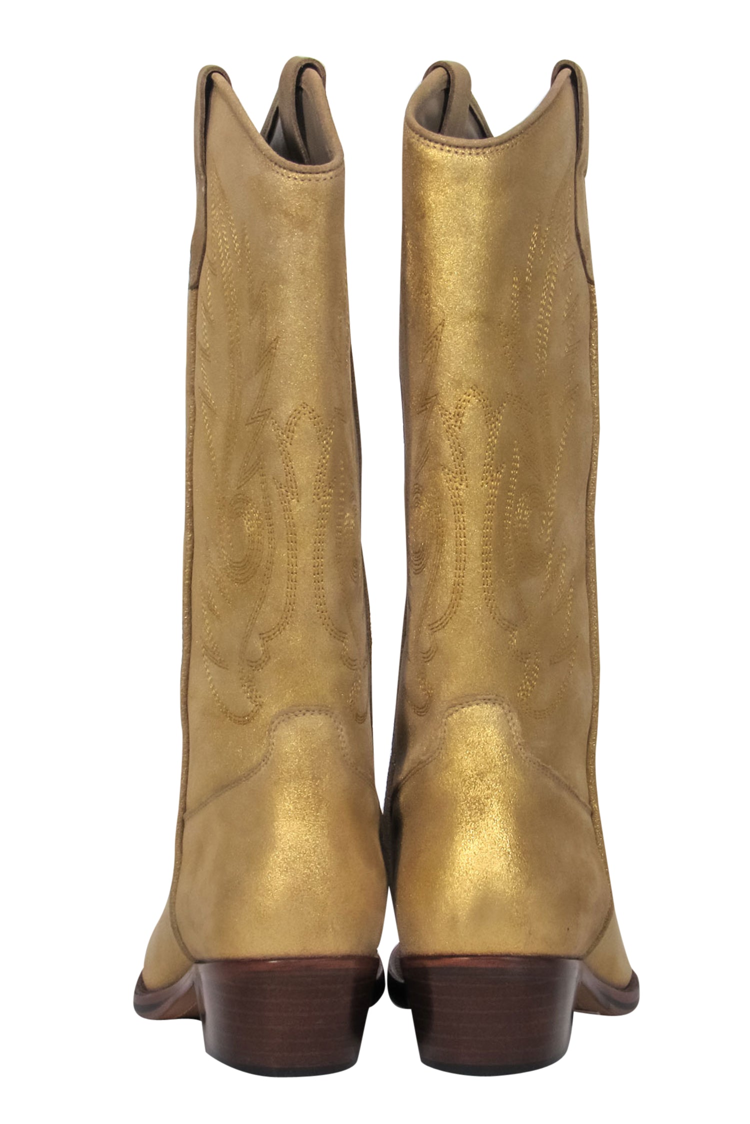 Toral Golden Glitter Suede Cowboy Boots - Size 10 - Add Some Sparkle to Your Step!