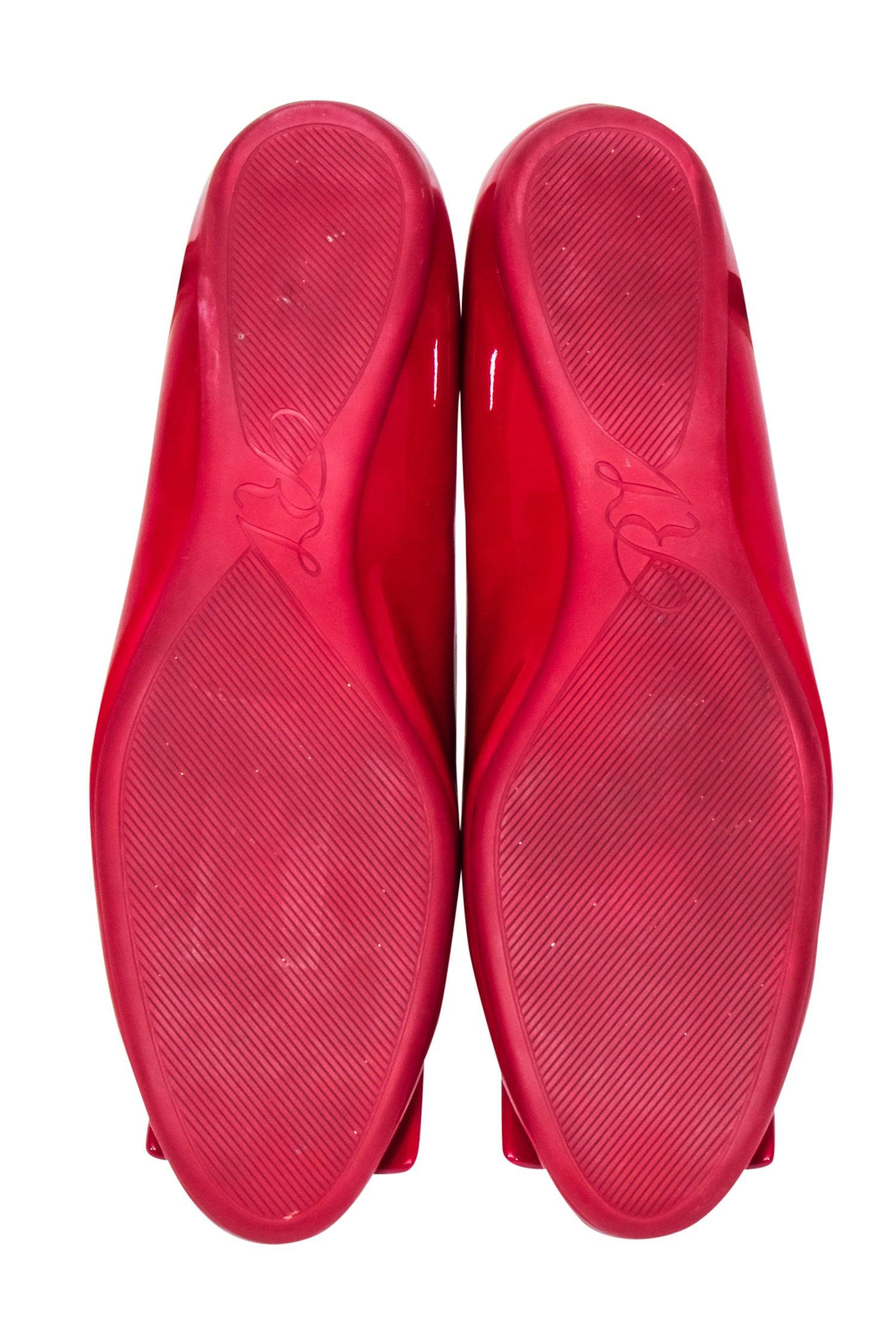 Roger Vivier Red Patent Leather Buckle Ballet Flats - Size 12 - A Fashion Statement!