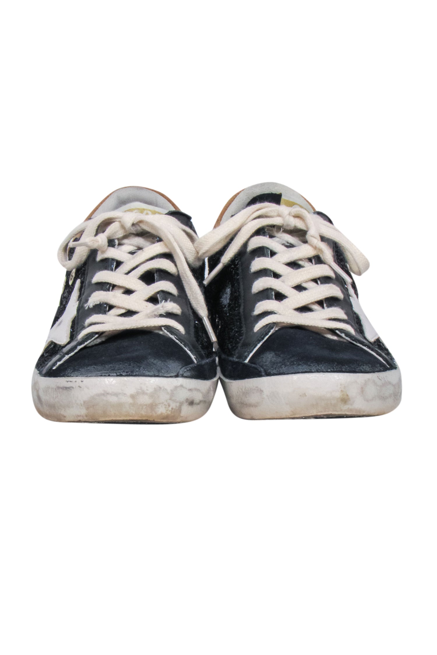 Golden Goose Navy Glitter & Suede Toe Sneakers with White Star - Size 9 - Make a Fashion Splash!