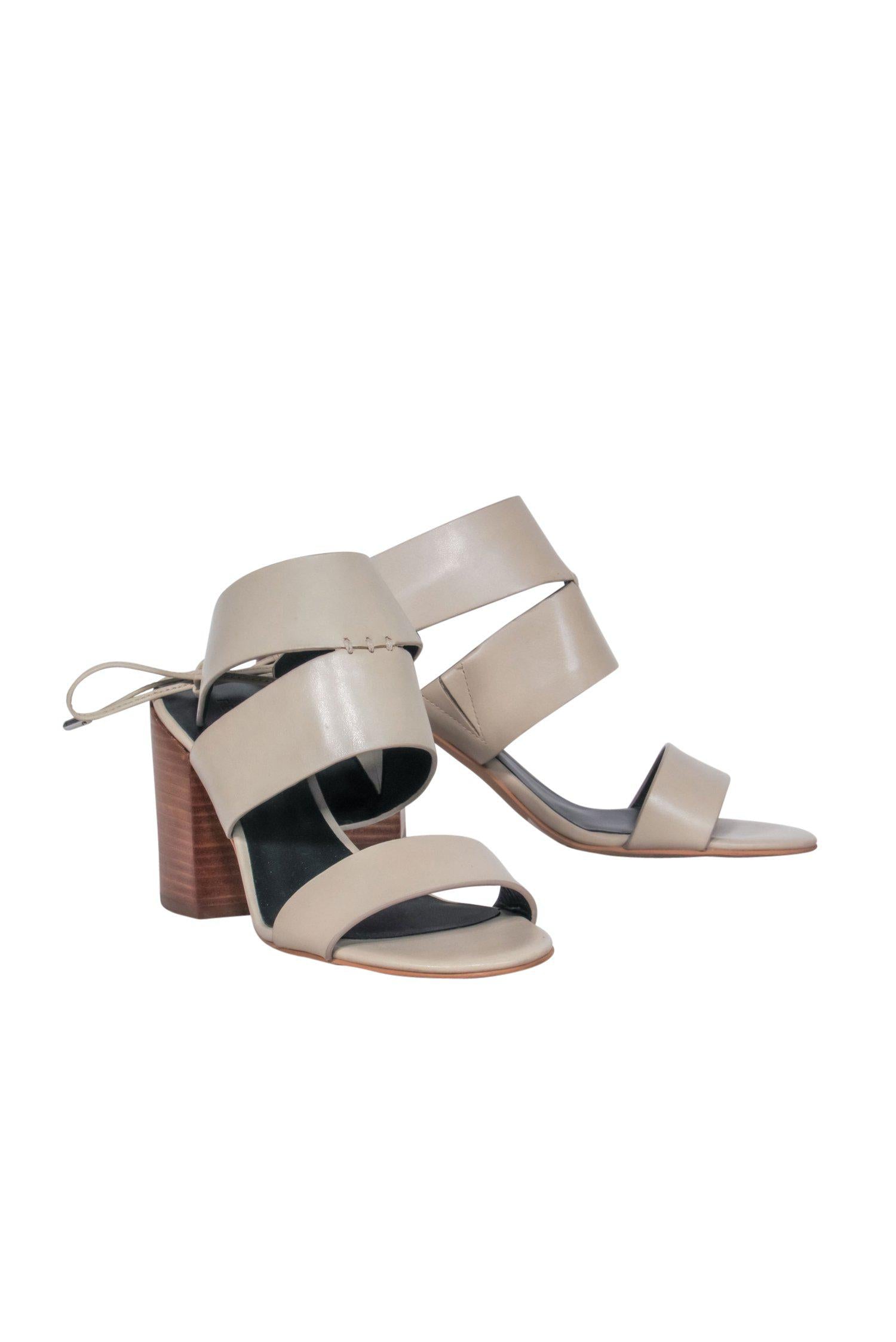 Rebecca Minkoff's Stylish Beige Tie - Back Leather Heels in Size 7.5