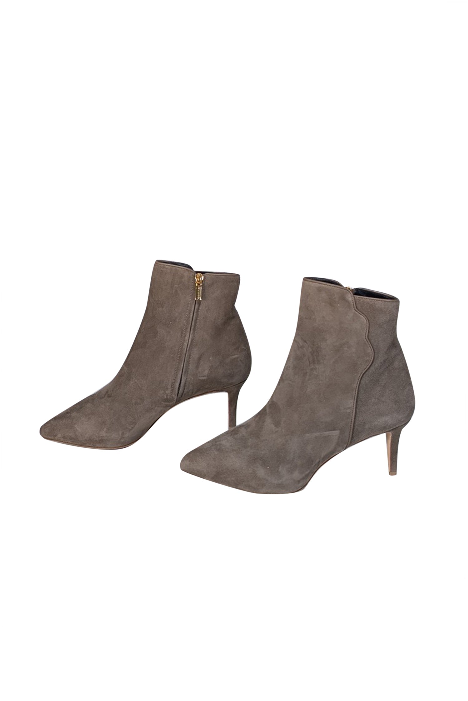 Sarah Flint Taupe Suede Pointed Toe Heel Boots - Size 11: A Must-Have for Style Lovers!