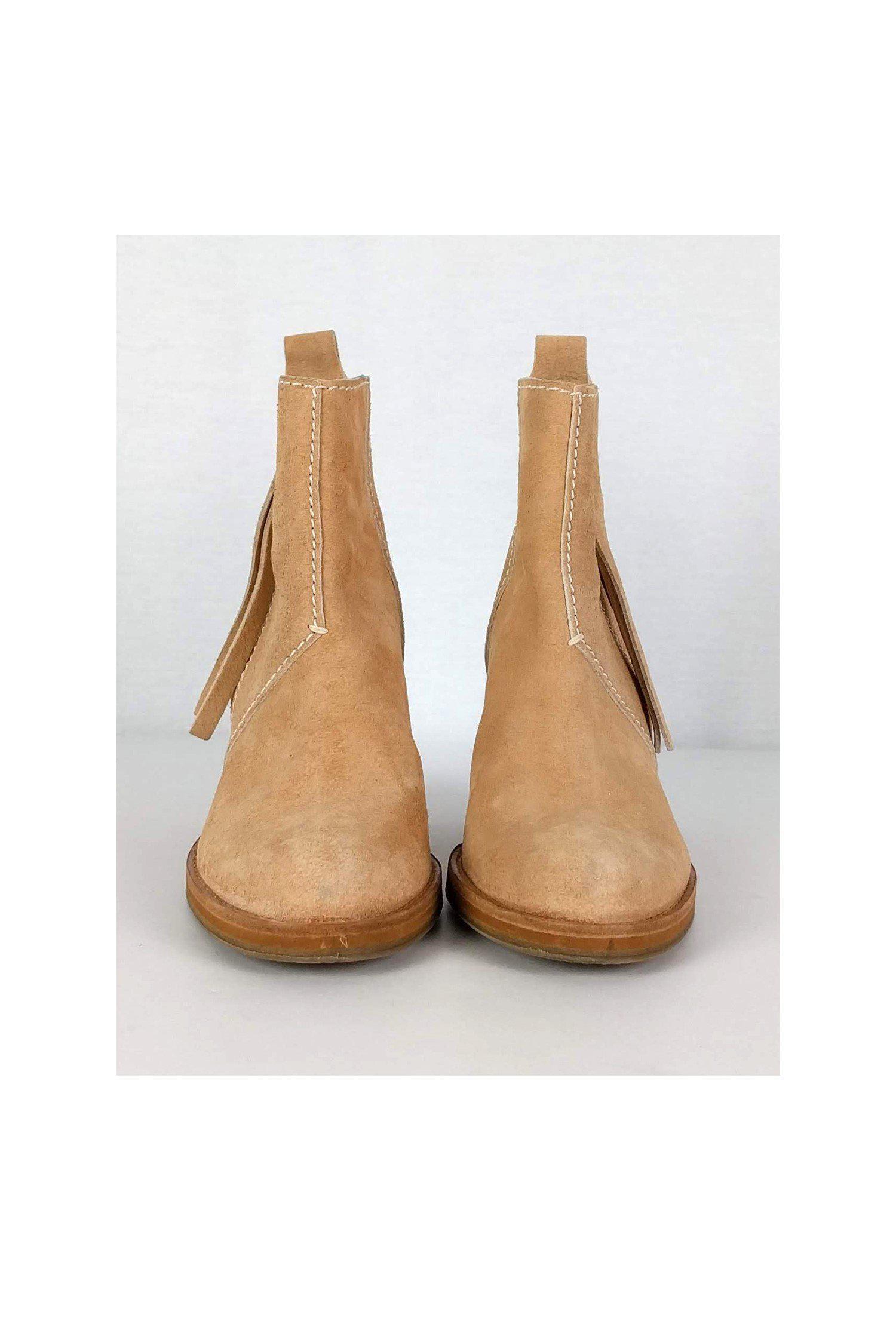 Acne Beige Suede Stacked Booties - Size 5 - Fashion Essential!