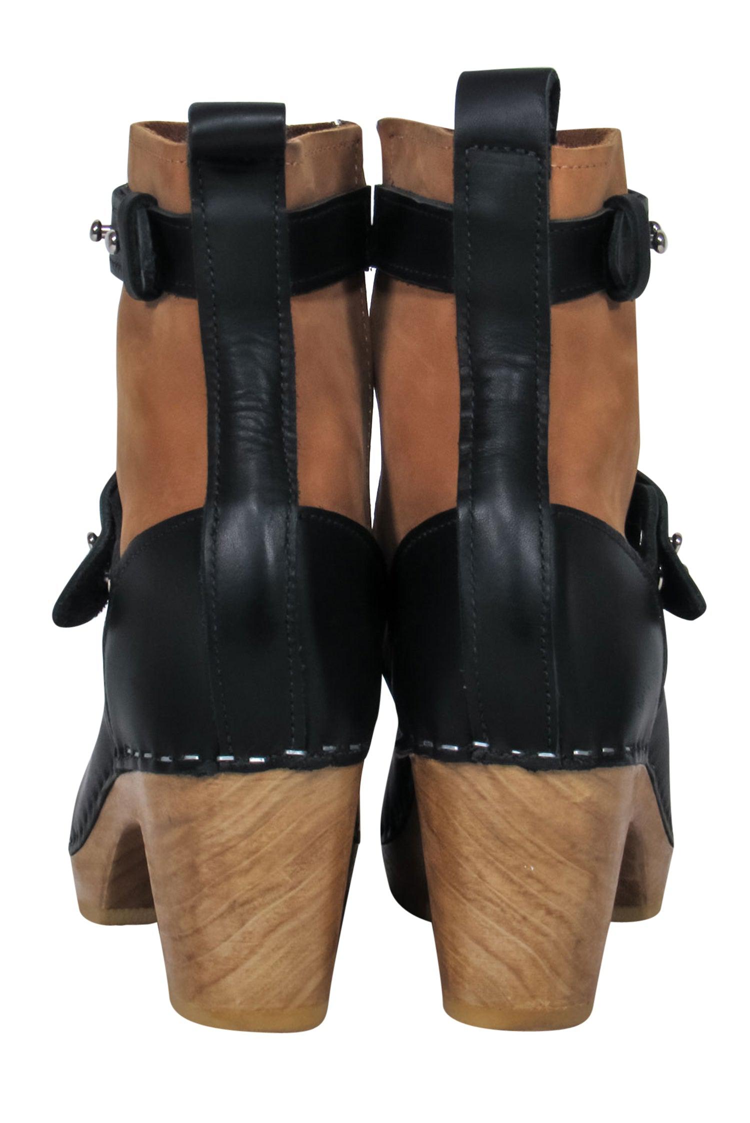 Loeffler Randall - Stunning Black & Tan Clog-Style Heeled Booties in Size 9
