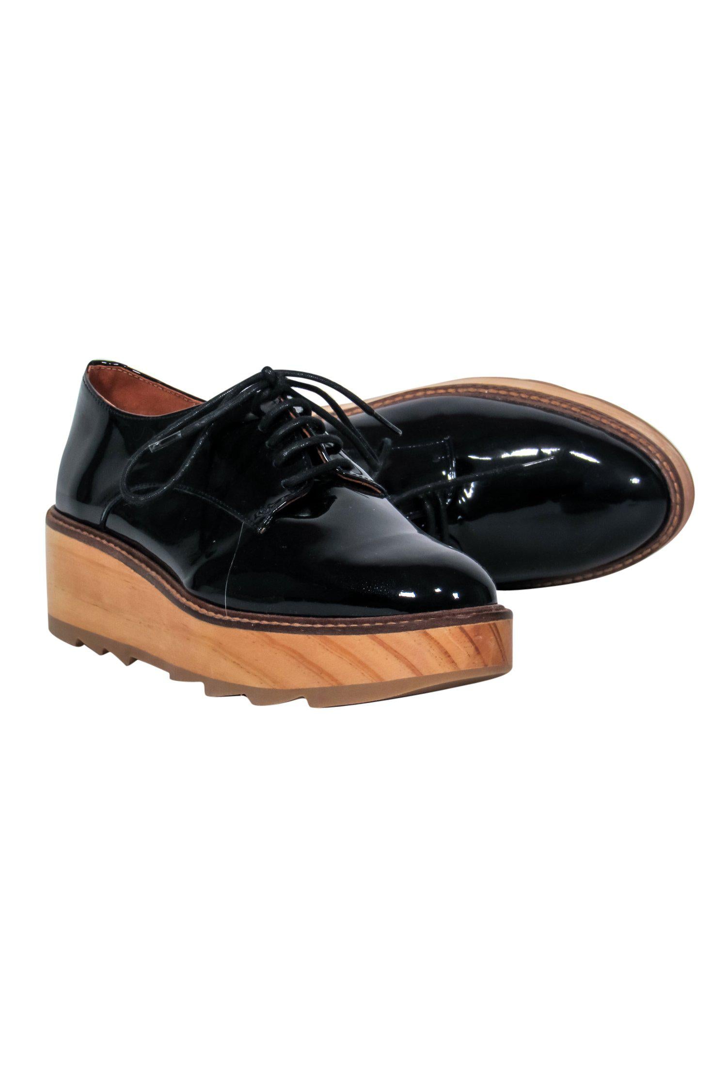 Whistles Dark Navy Patent Platform Oxfords - Size 7 - Stylish and Comfortable