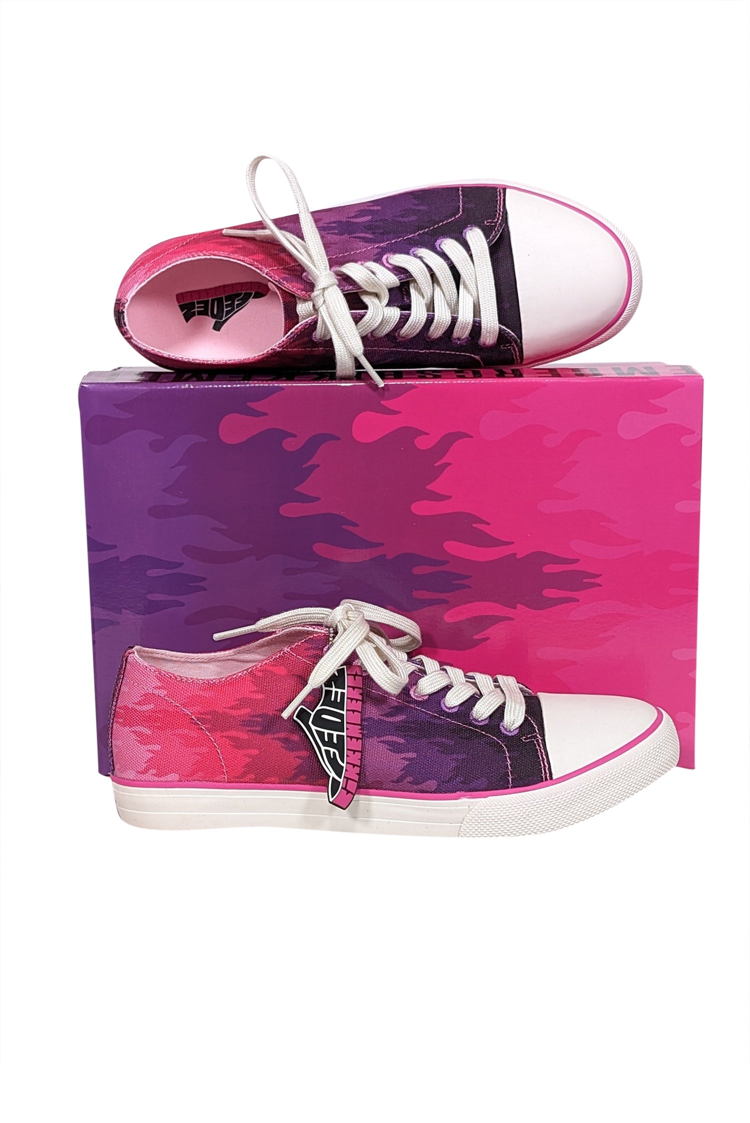 Bikkembergs Pink & Purple Tie-Dye Flame Print Sneakers - Size 9 - Add a Splash of Color!