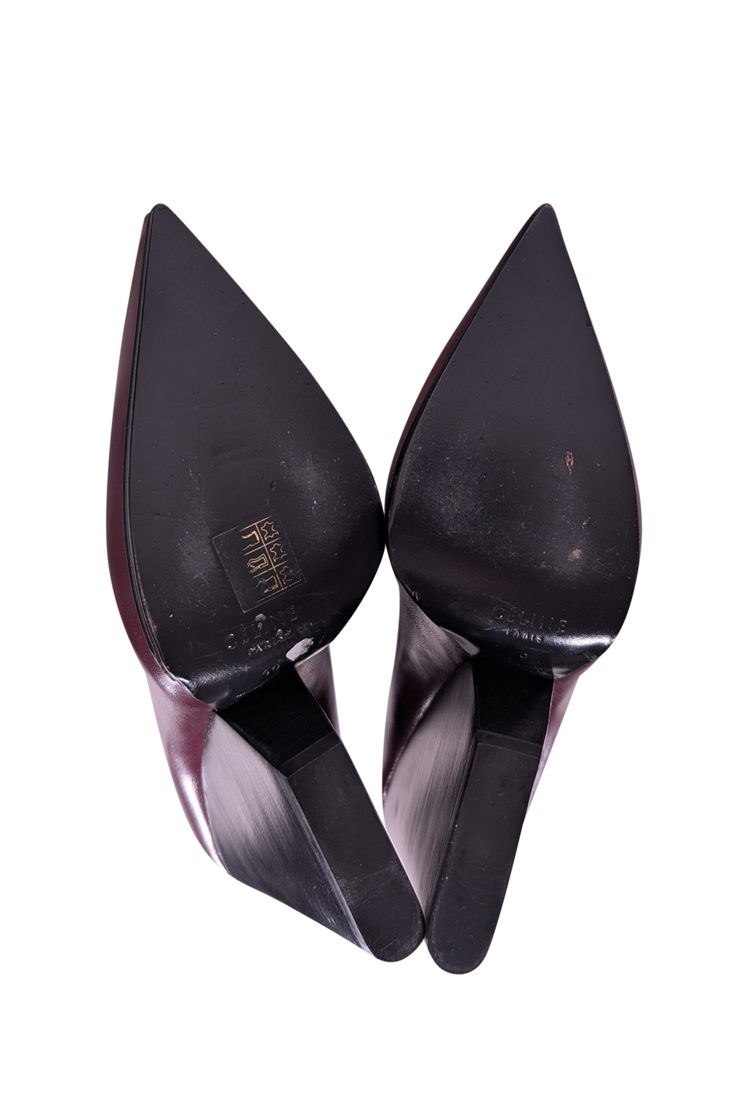 Celine's Stunning Maroon Leather Chunky Heel Pumps - Size 10