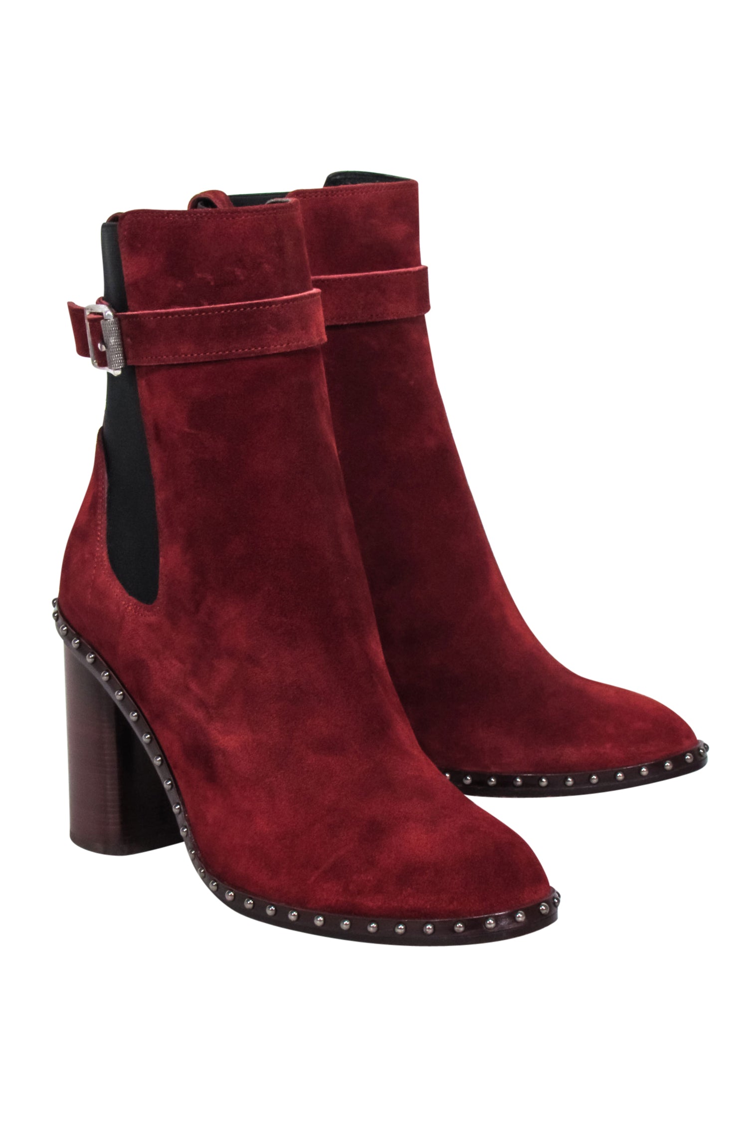 Rag & Bone Rust Red Studded Suede Short Boots - Size 8