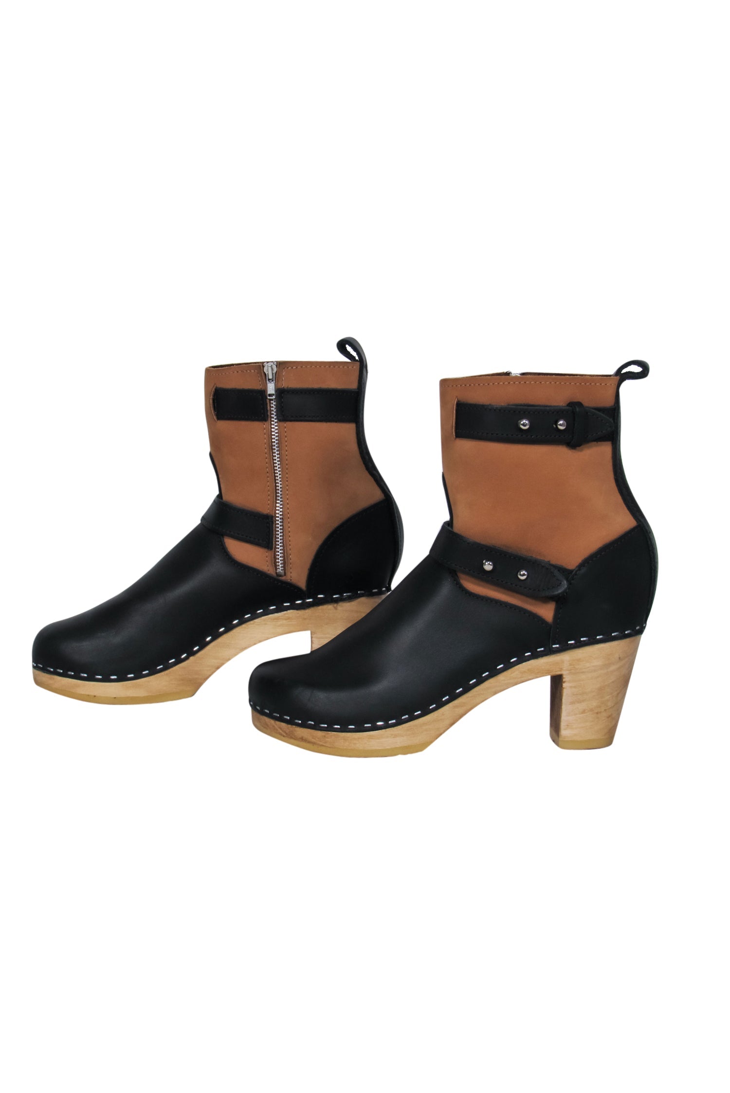 Loeffler Randall - Stunning Black & Tan Clog-Style Heeled Booties in Size 9