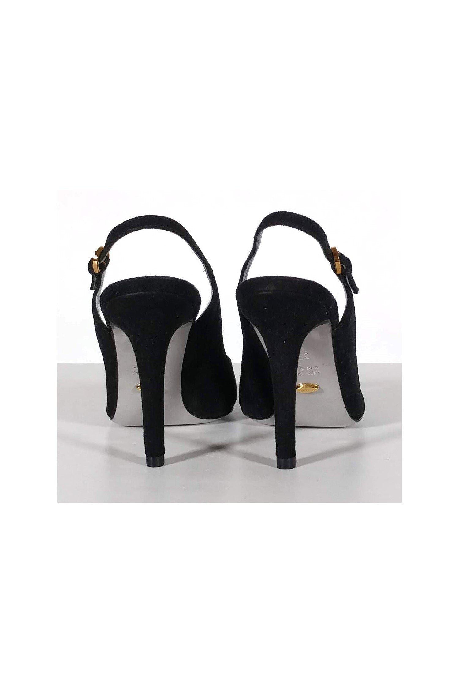 Sergio Rossi - Stunning Black Suede Slingback Pumps in Size 7.5