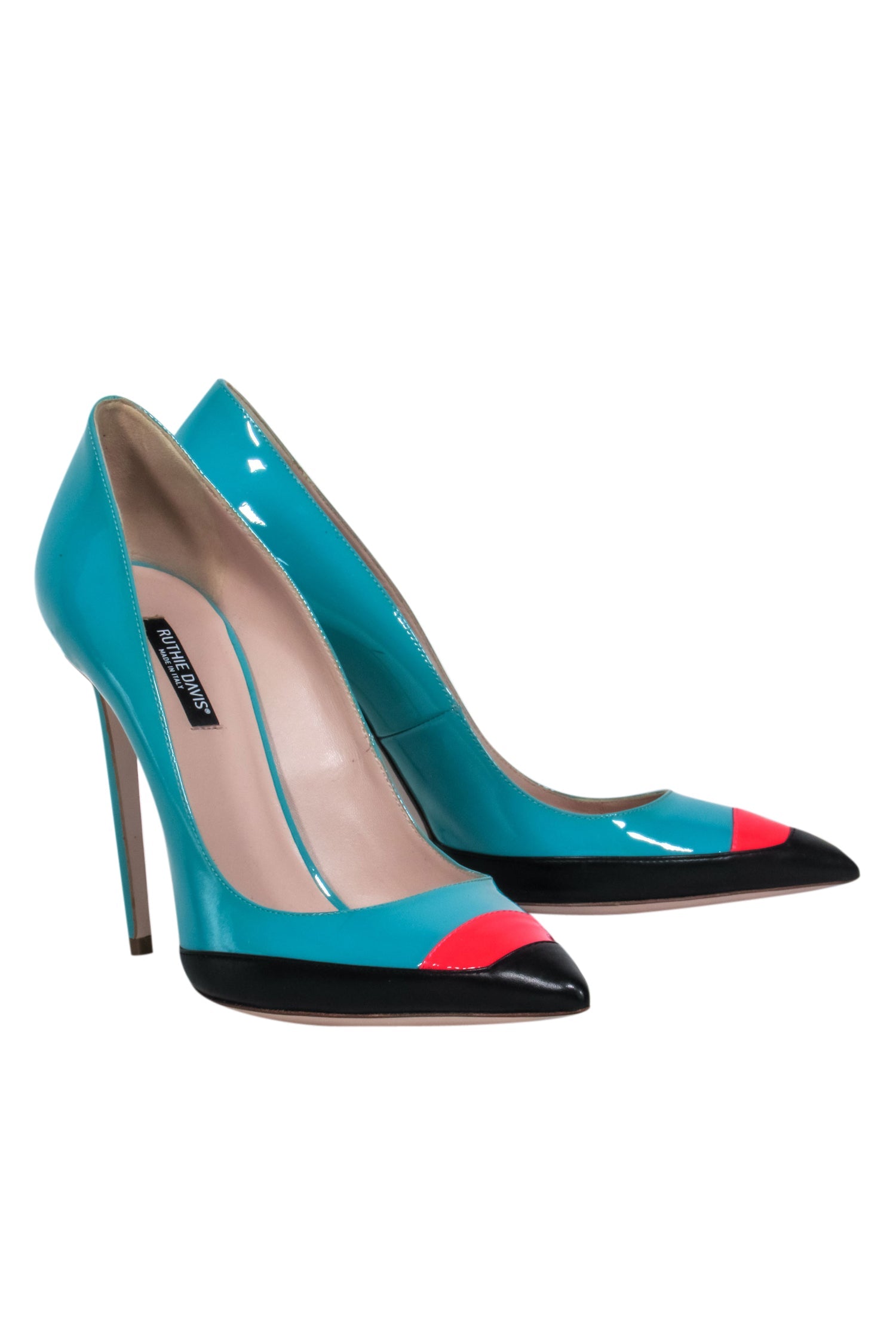 Ruthie Davis - Stunning Blue, Black & Pink Pointed Toe Heels in Size 10