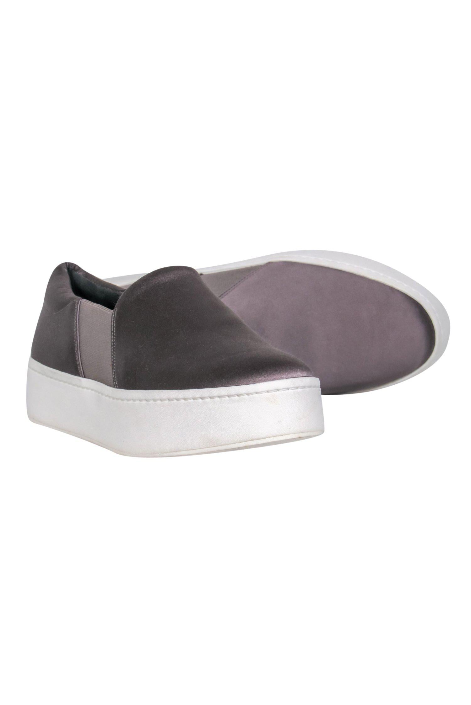 Vince Grey Satin Slip-On Platform Sneakers - Size 7: Sporty Chic for Weekends