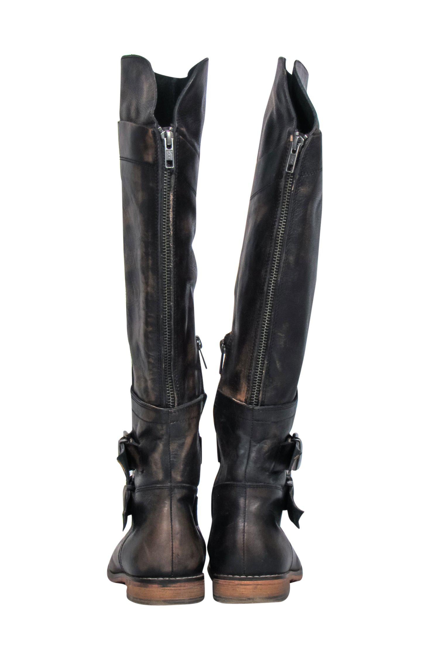 Free People Brown Marbled Knee-High Riding Boots - Size 7: Fall Fashion Must-Have!