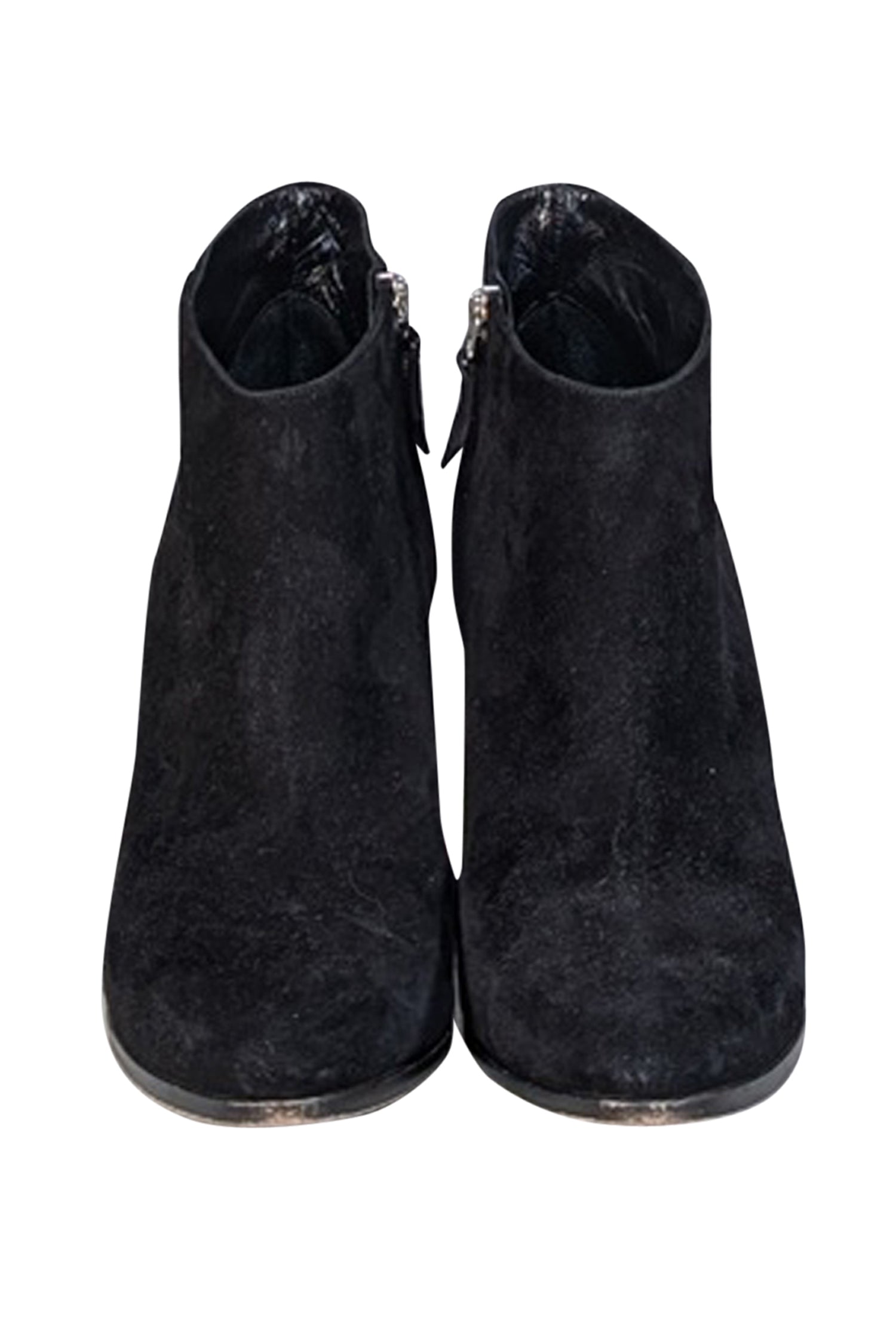 Manolo Blahnik's Stylish Black Suede Inner Ankle Zipper Short Boots - Size 10