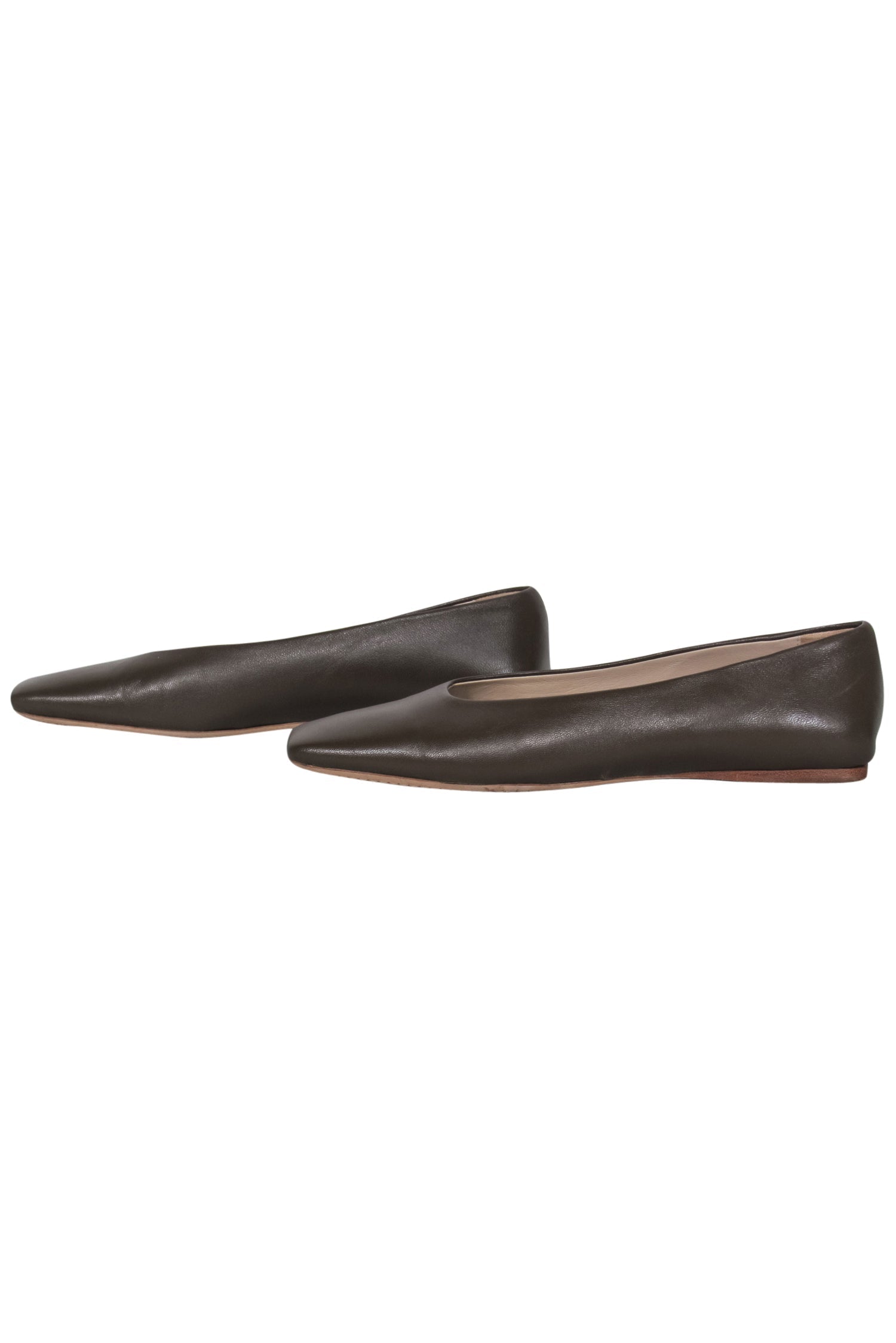 Theory Brown Leather Square Toe Flats - Size 7.5: Elevate Your Office Style!