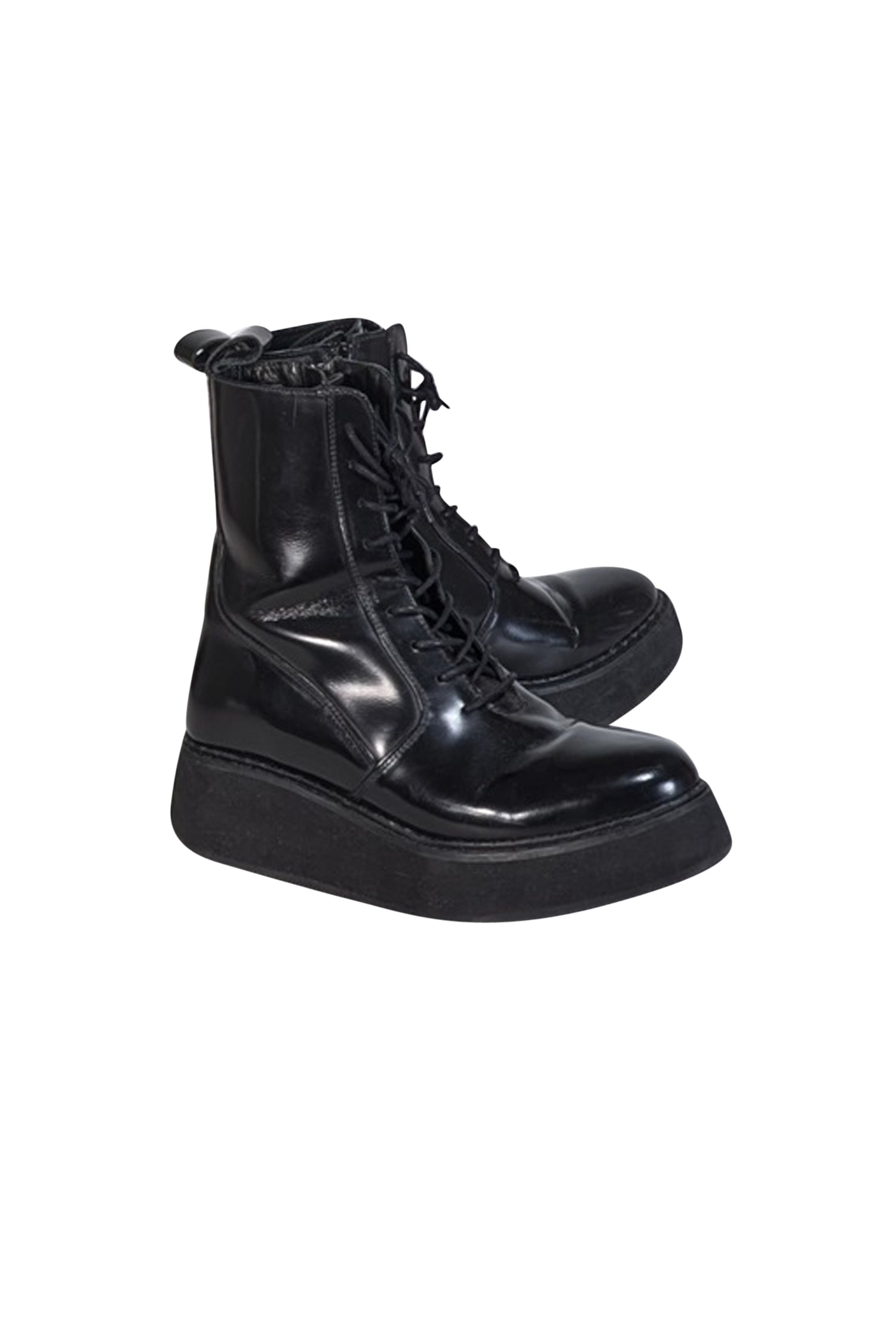 Rachel Comey's Edgy Black Leather Lace - Up Combat Boots, Size 8