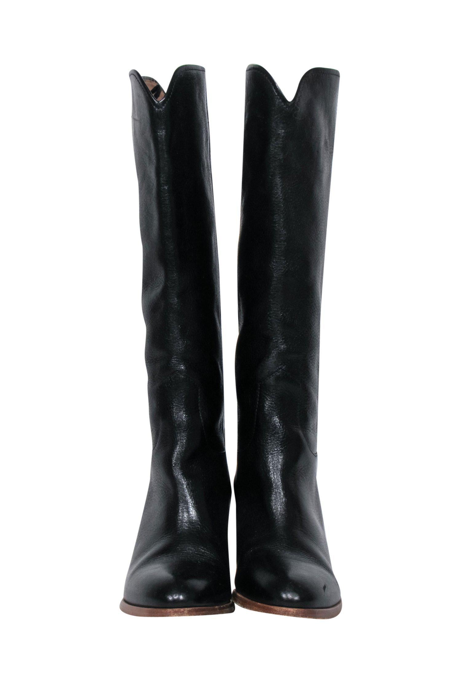 Frye's Stunning Black Leather Western-Style Heeled Boots - Size 7