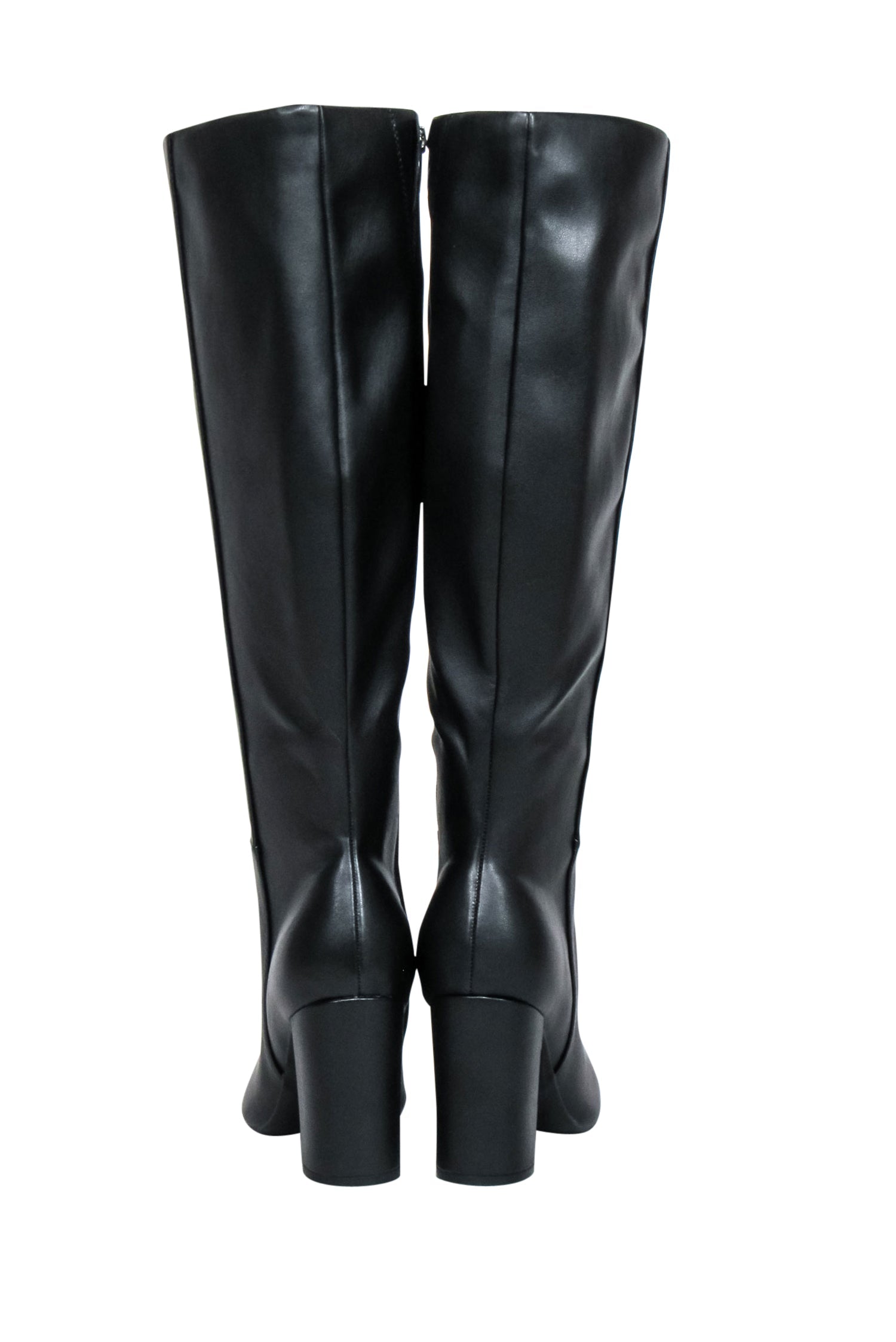 Marc Fisher Black Faux Leather Pointed-Toe Tall Heel Boots - Size 9.5