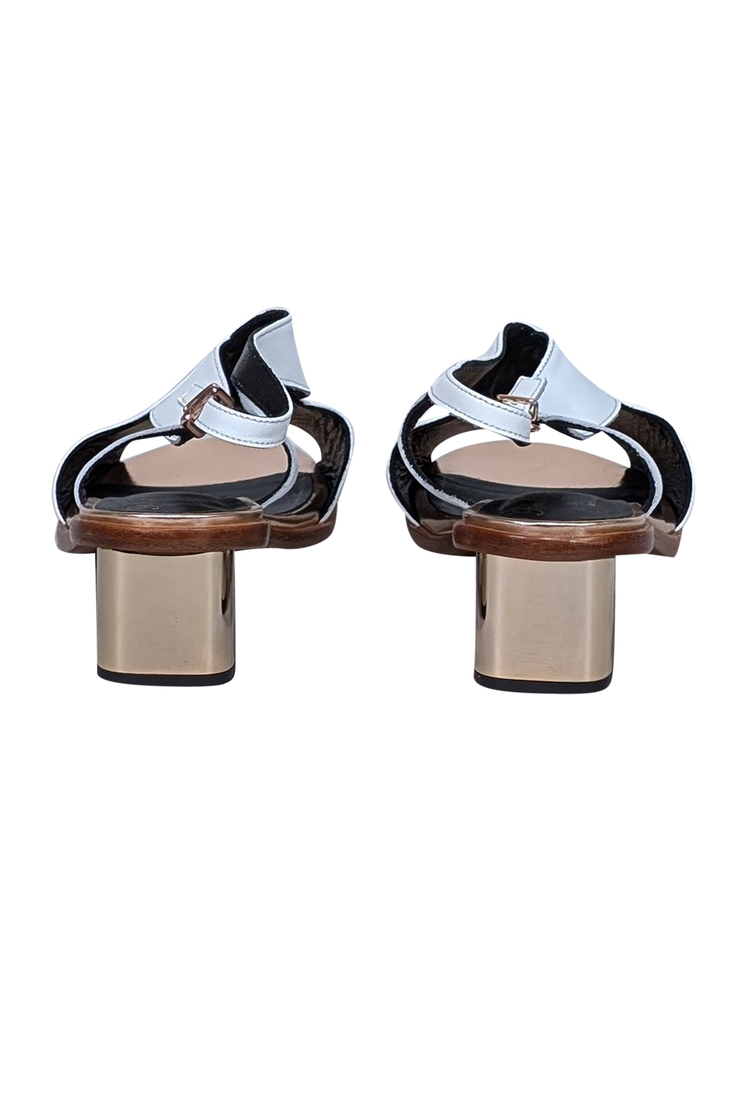 Robert Clergerie - Stunning White Leather Sandals with Rose Gold Trim, Size 8