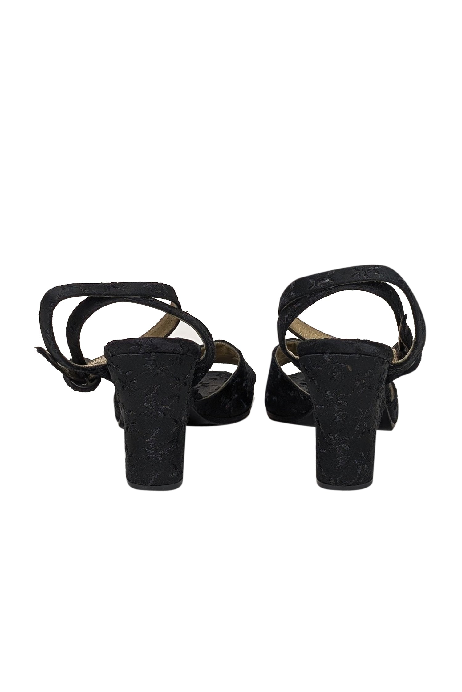 Yves Saint Laurent Black Embroidered Open Toe Wedges - Size 7.5 - A Vintage Fashion Must-Have!