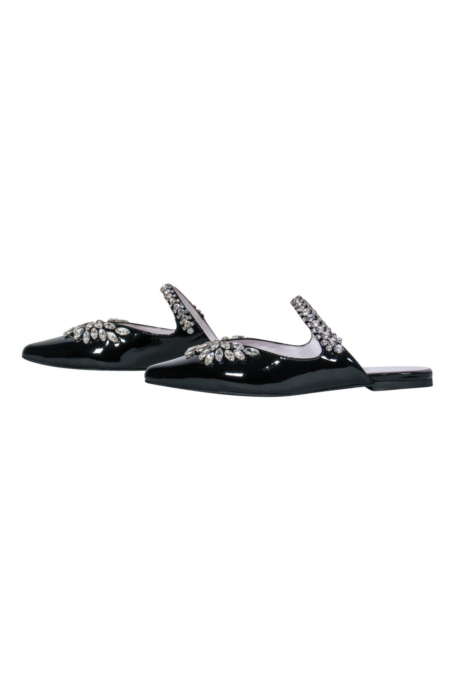 Jeffrey Campbell Lori Jeweled Flats - Black Patent Pointed Toe, Size 7