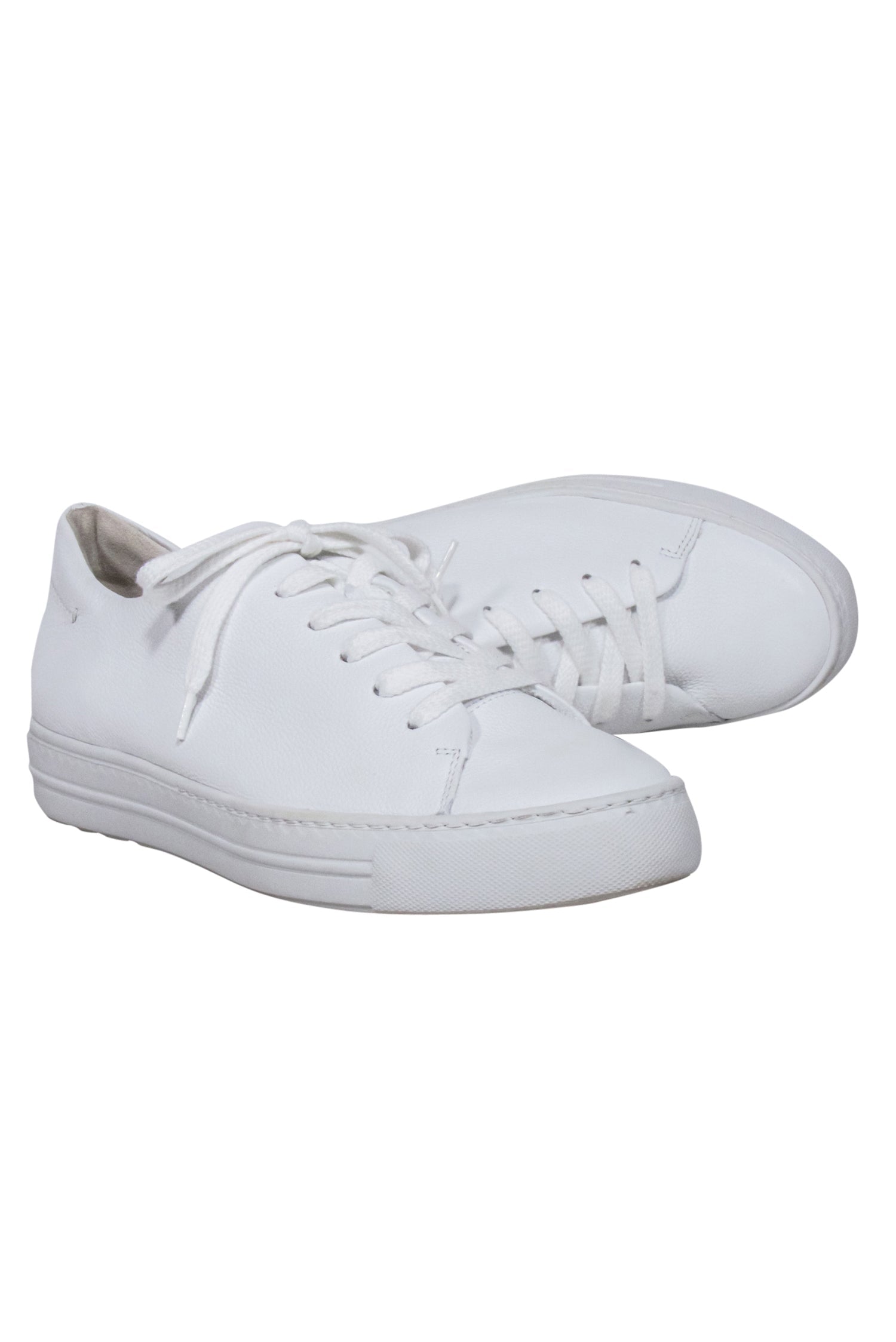 Paul Green White Pebbled Leather Lace - Up Summer Sneakers, Size 9.5