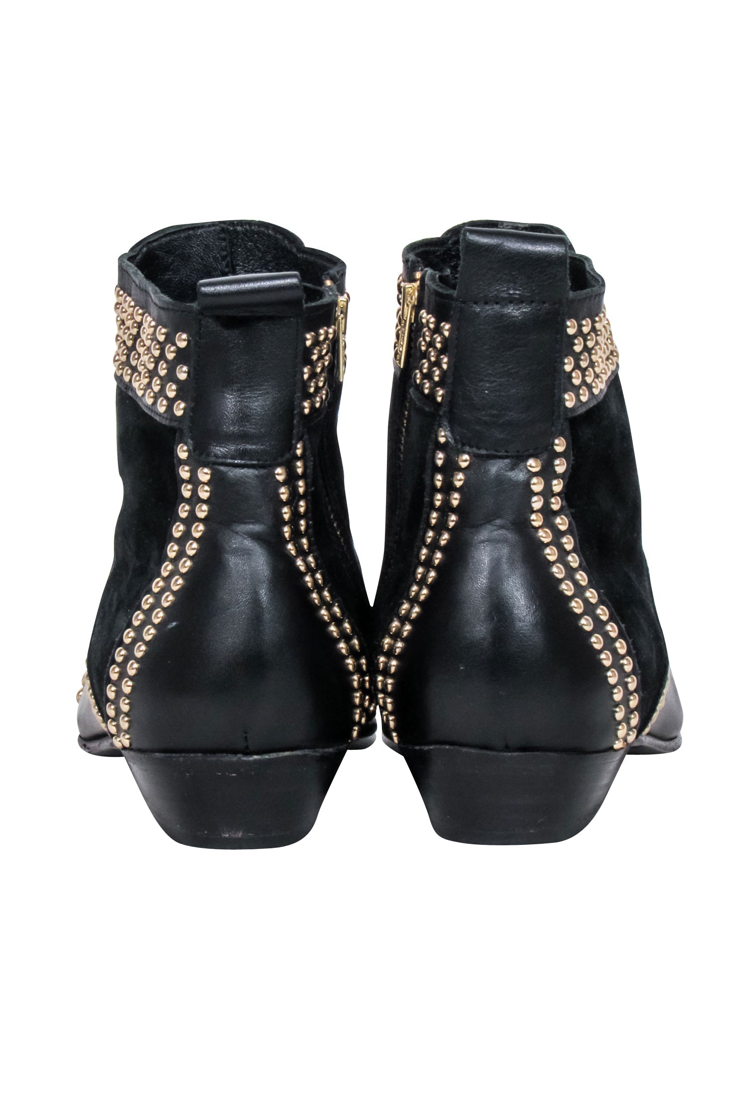 Anine Bing Charlie Studded Black Leather Short Boots - Size 9