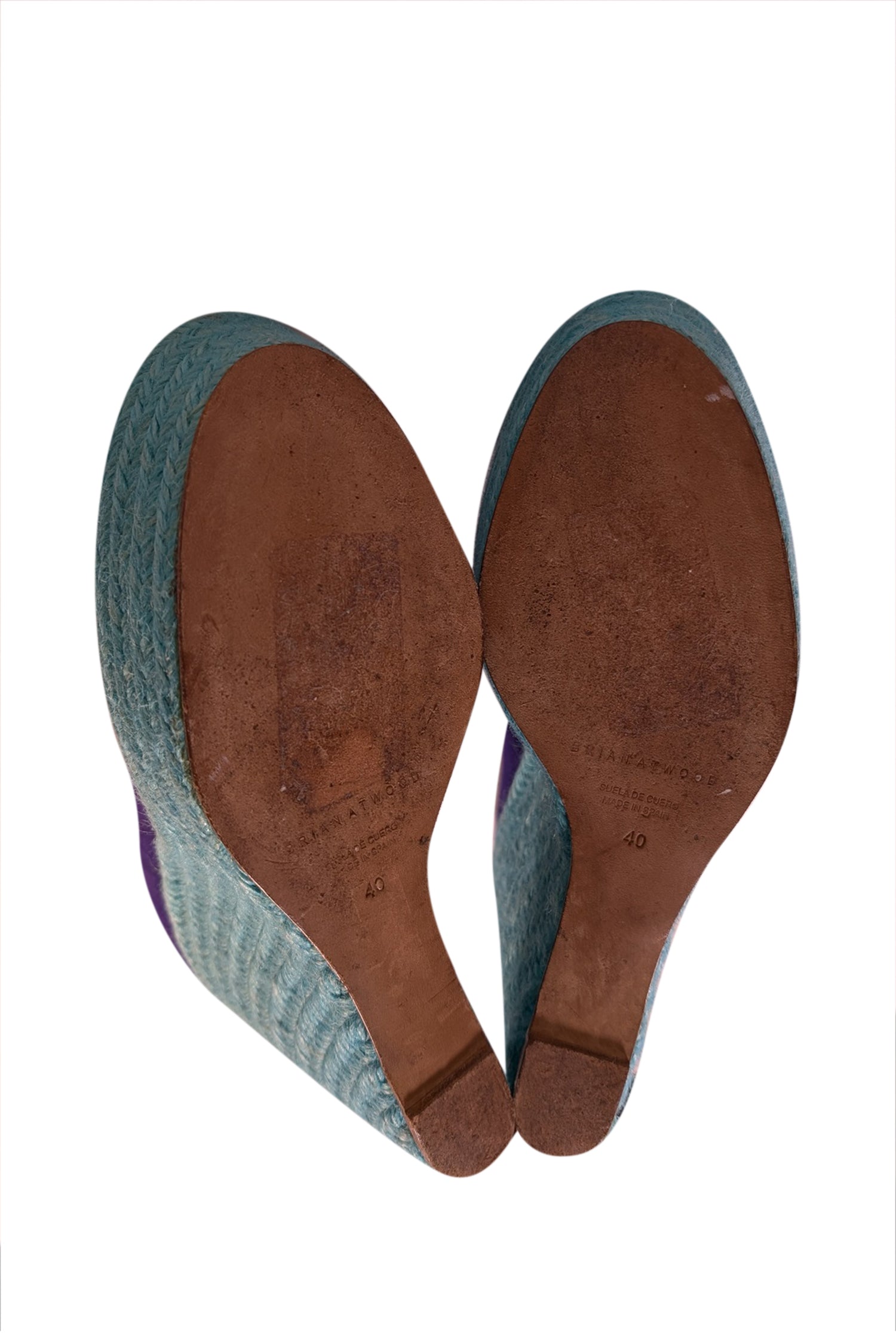 Brian Atwood Indigo Suede Espadrille Wedges - Size 10 Summer Must-Have