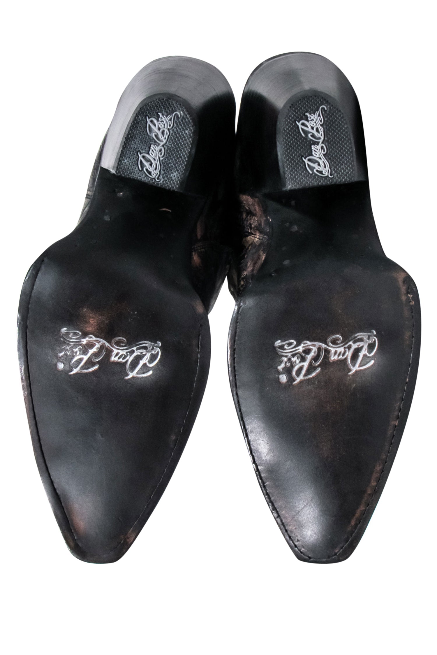 Dan Post Brown & Black Crackle Jilted Tall Boots - Size 9: Rodeo-Ready Style!