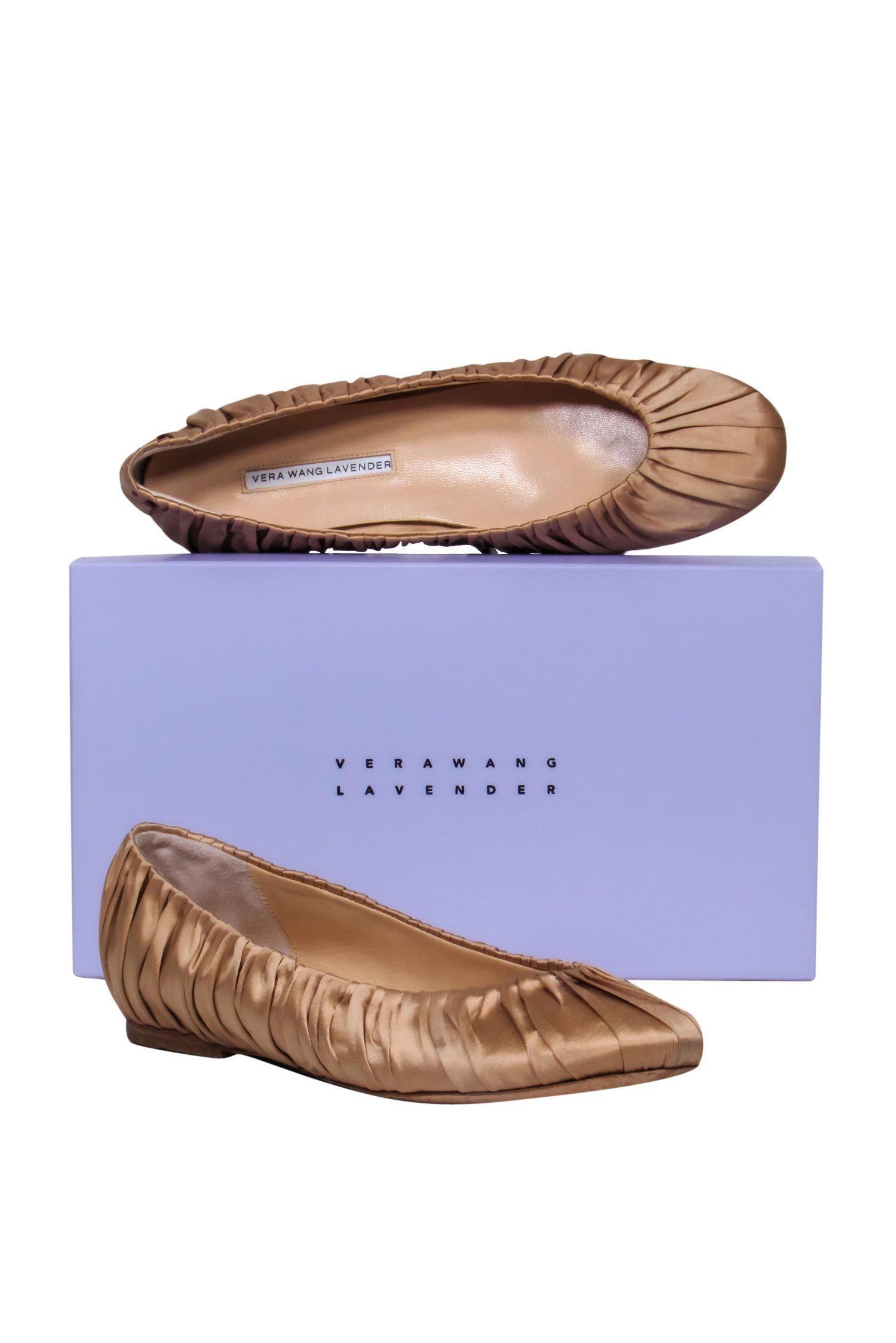Vera Wang Lavender Label - Gorgeous Rose Gold Ruched Satin Ballet Flats in Size 8.5