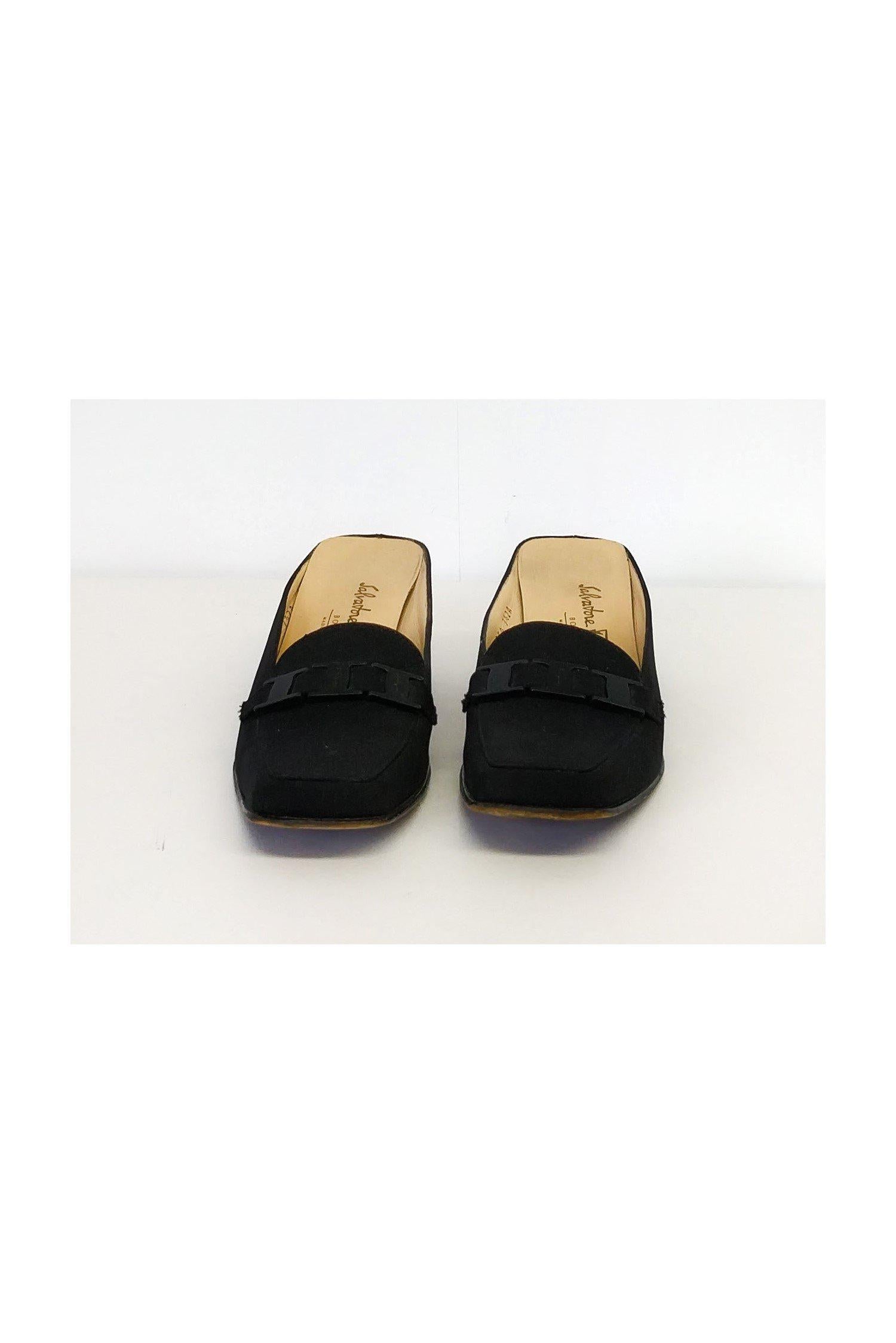 Ferragamo Black Square Toe Slip-Ons - Size 7.5: A Must-Have!