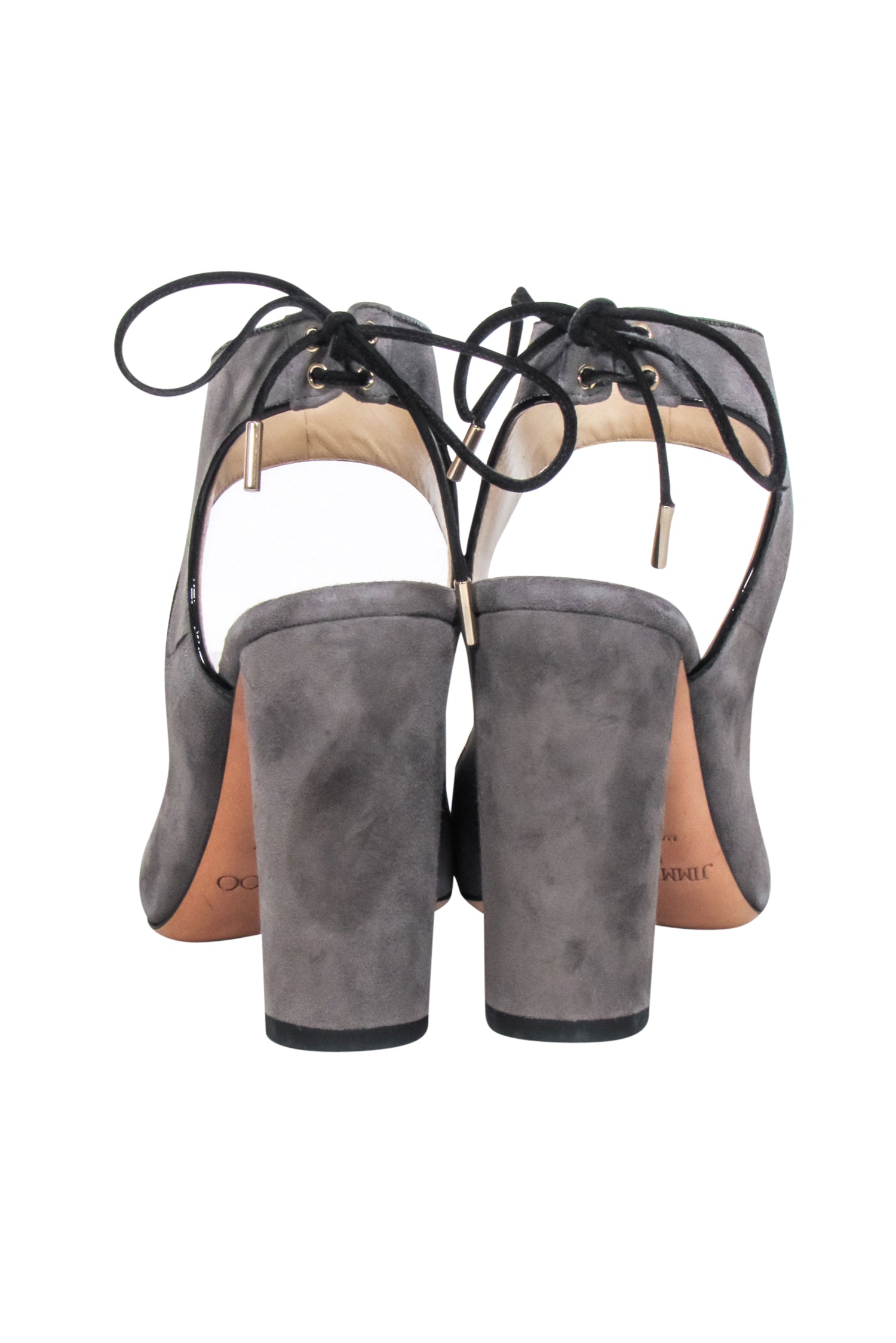 Jimmy Choo Grey Suede Strappy Tie Pumps - Size 8 - Elevate Your Style!