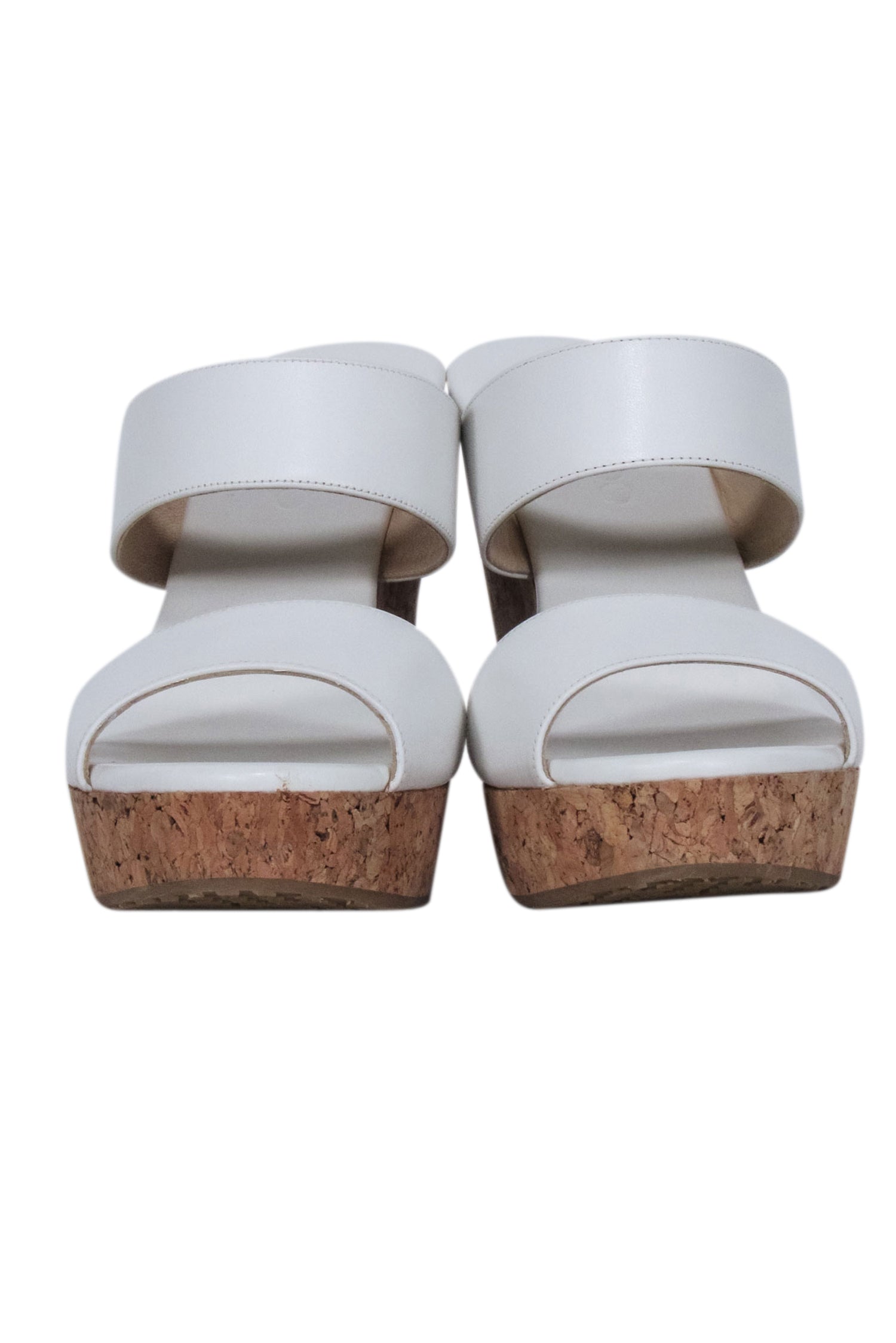 Jimmy Choo White Leather Platform Cork Wedges - Size 9: Summer's Must-Have!