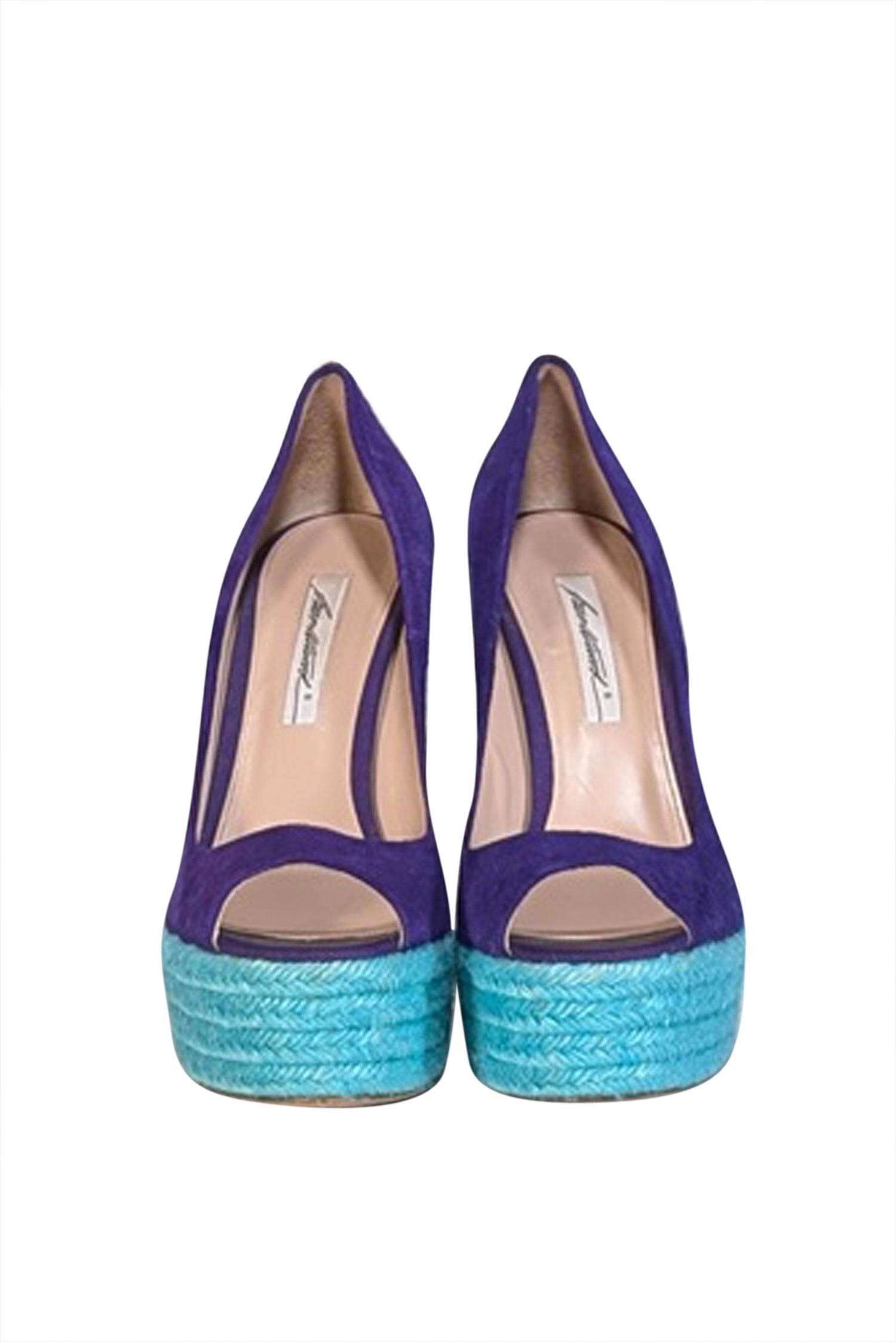 Brian Atwood Indigo Suede Espadrille Wedges - Size 10 Summer Must-Have