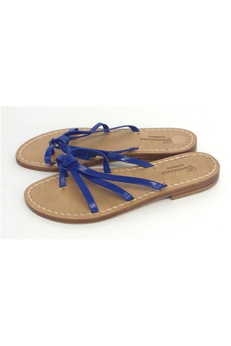 Gorgeous Blue Patent Leather Strappy Flat Sandals - Size 6! Grab Yours Now!