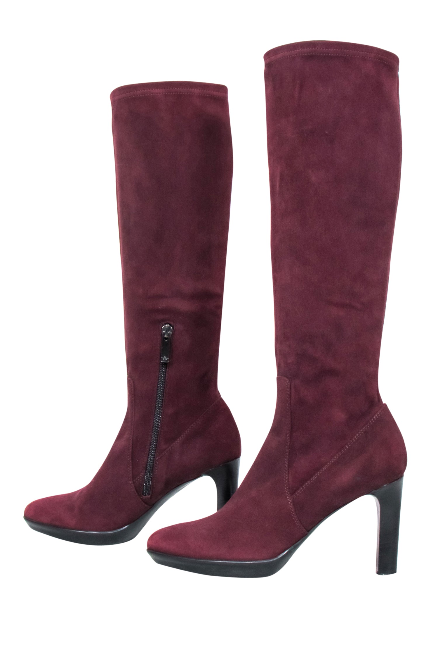 Aquatalia Maroon Suede Elegant Tall Boots - Size 6.5