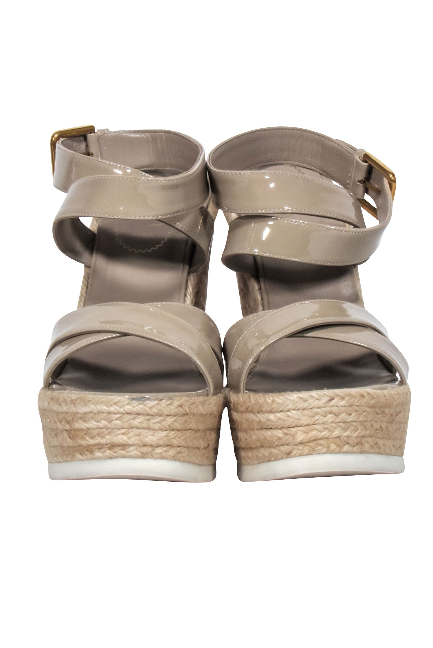 Yves Saint Laurent - Chic Beige Patent Leather Wedges Size 7