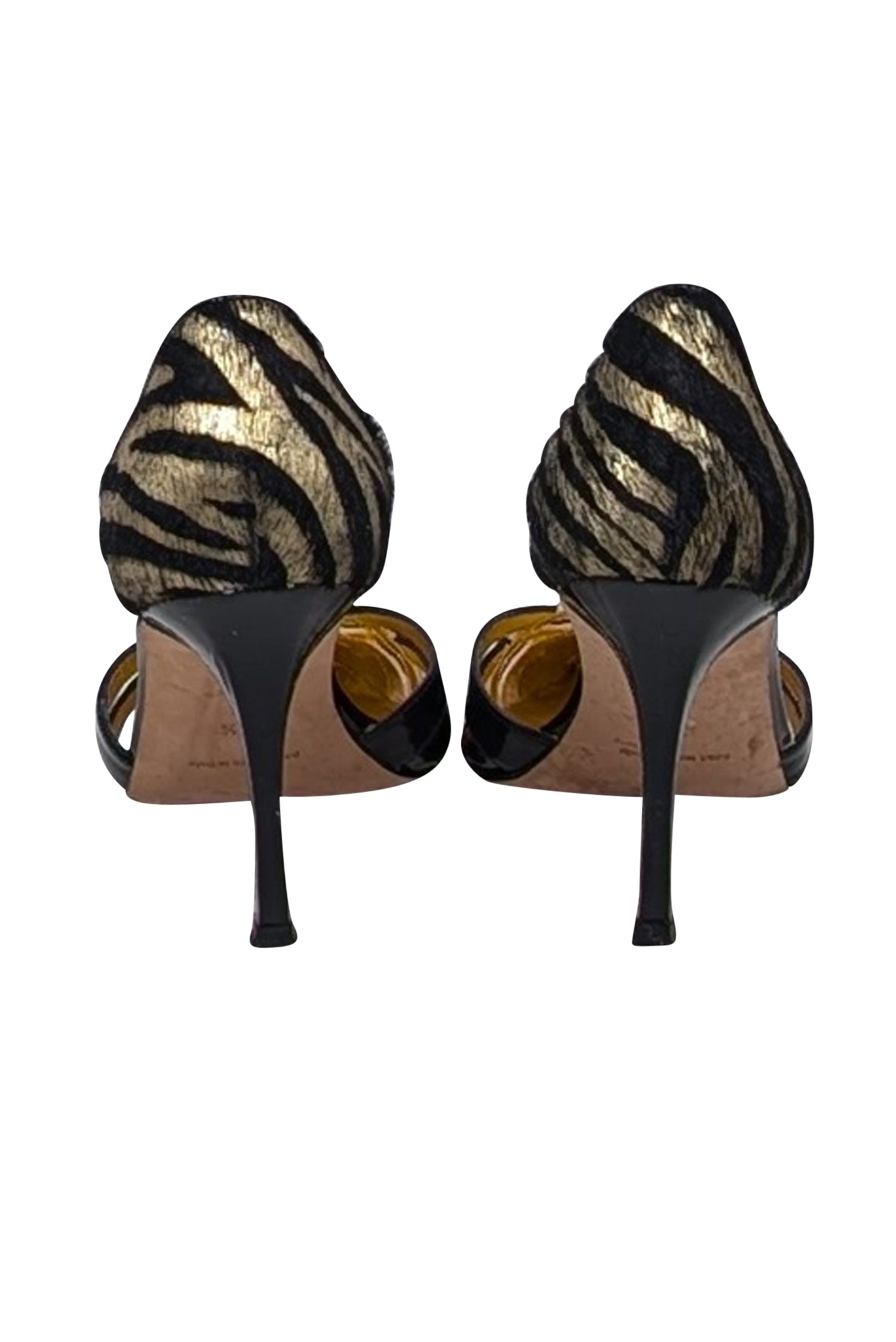 Manolo Blahnik's Stunning Black & Gold Print Animal Hair Pumps - Size 7.5
