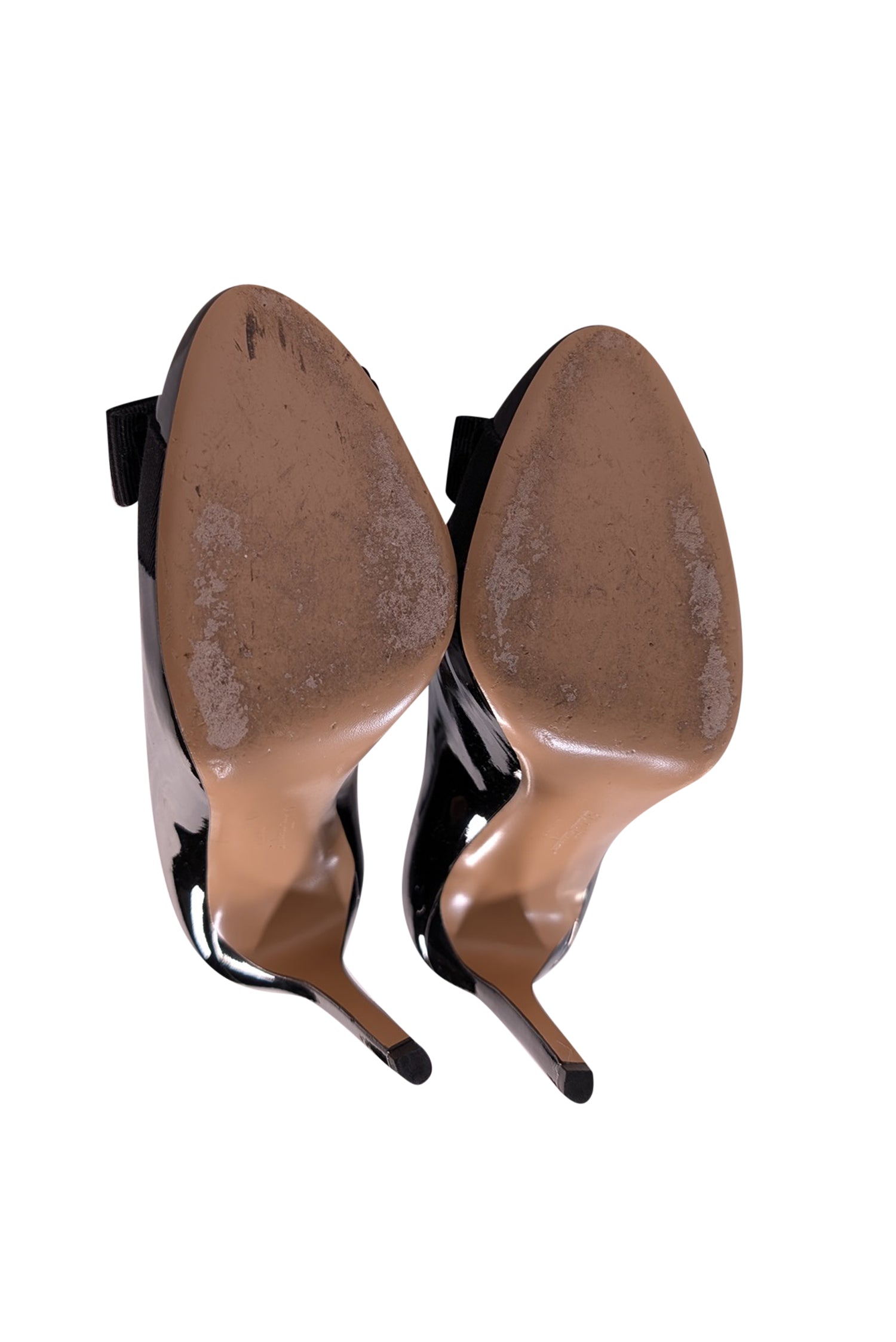 Ferragamo Black Patent Leather Bow Front Pumps - Size 5: Irresistible Style!